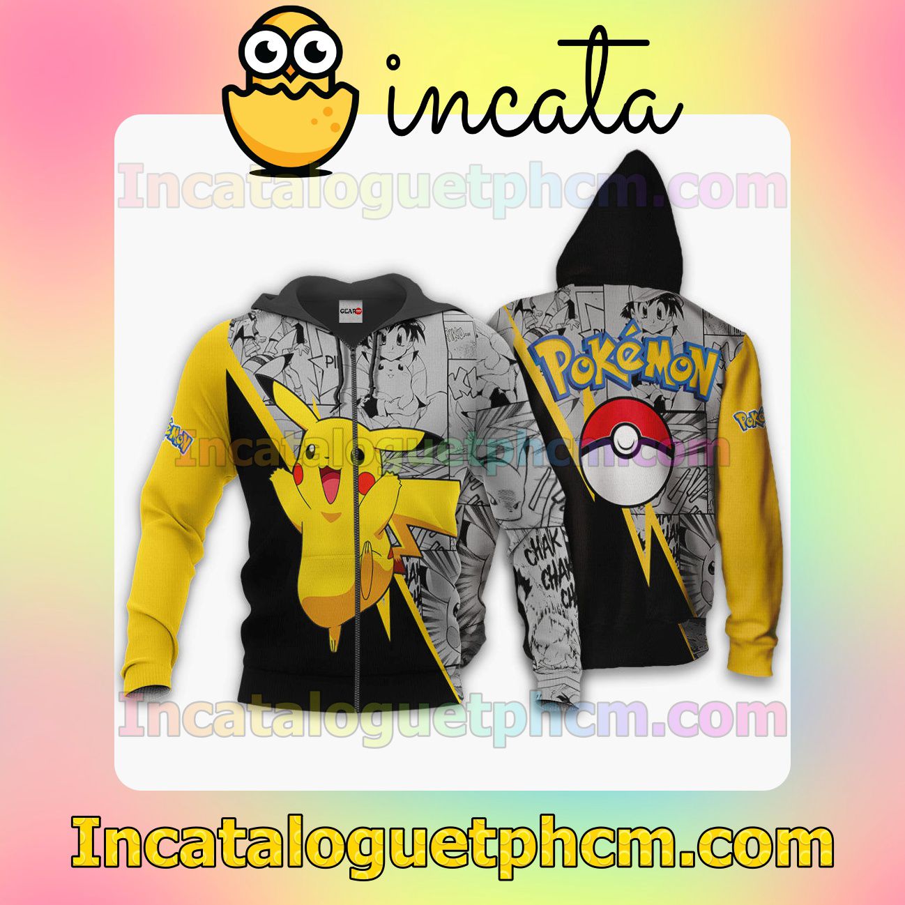 Pikachu Anime Mix Manga Pokemon Clothing Merch Zip Hoodie Jacket Shirts