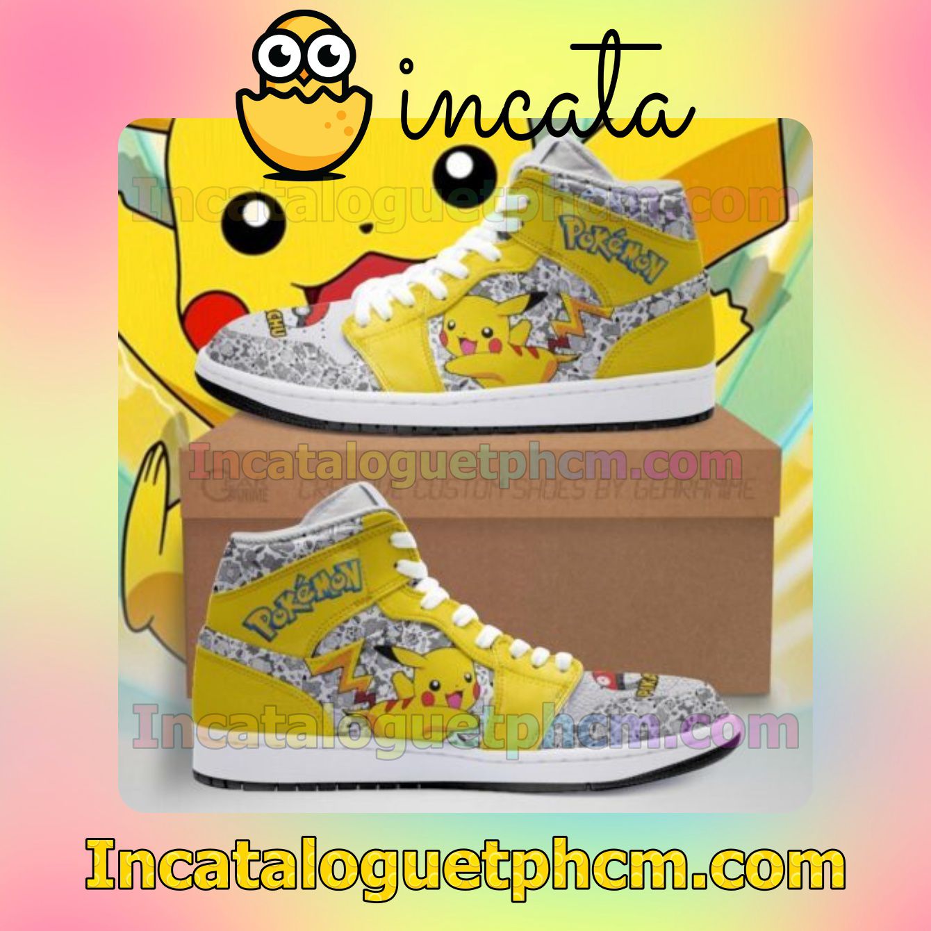 Pikachu Cute Pokemon Air Jordan 1 Inspired Shoes