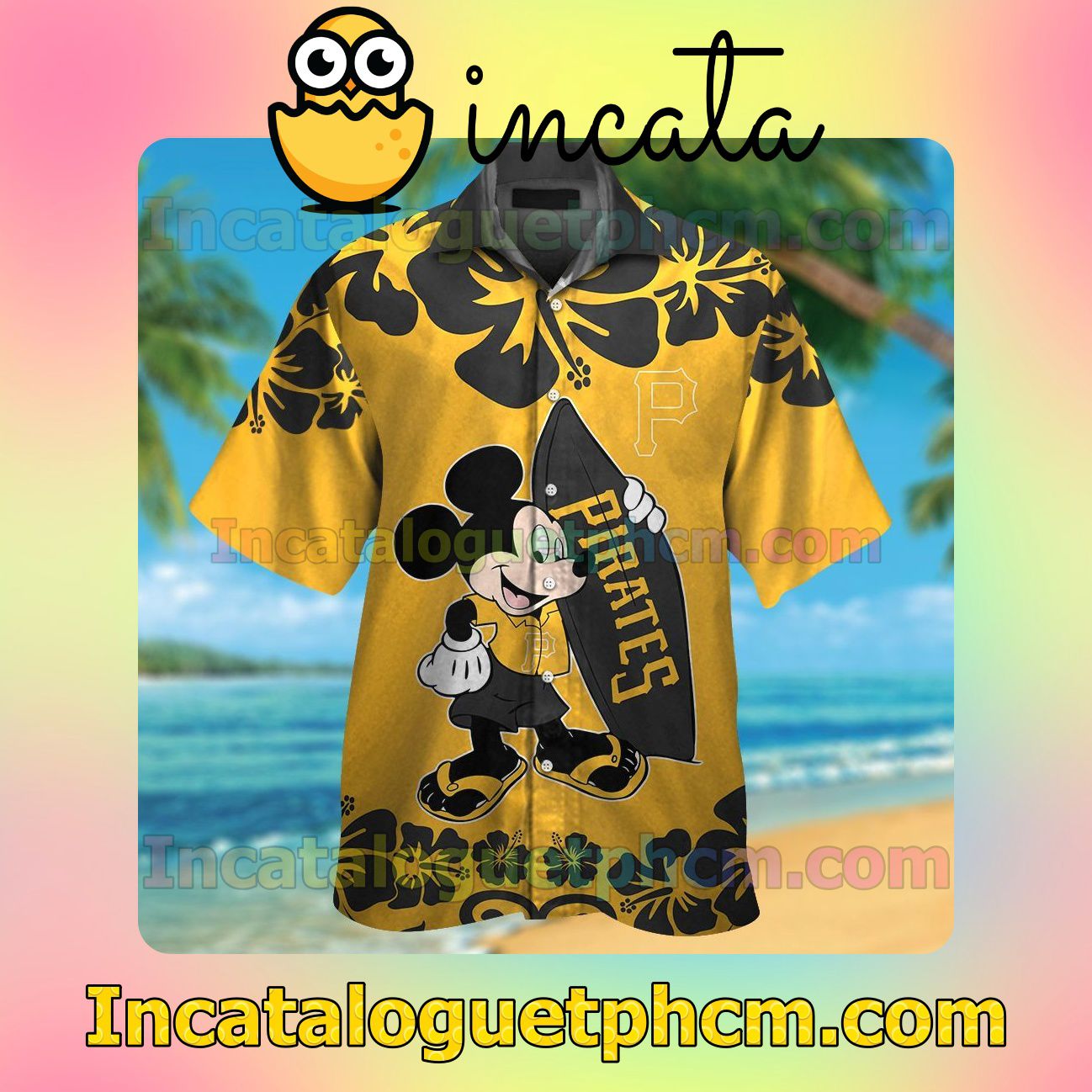 Pittsburgh Pirates Mickey Mouse Beach Vacation Shirt, Swim Shorts