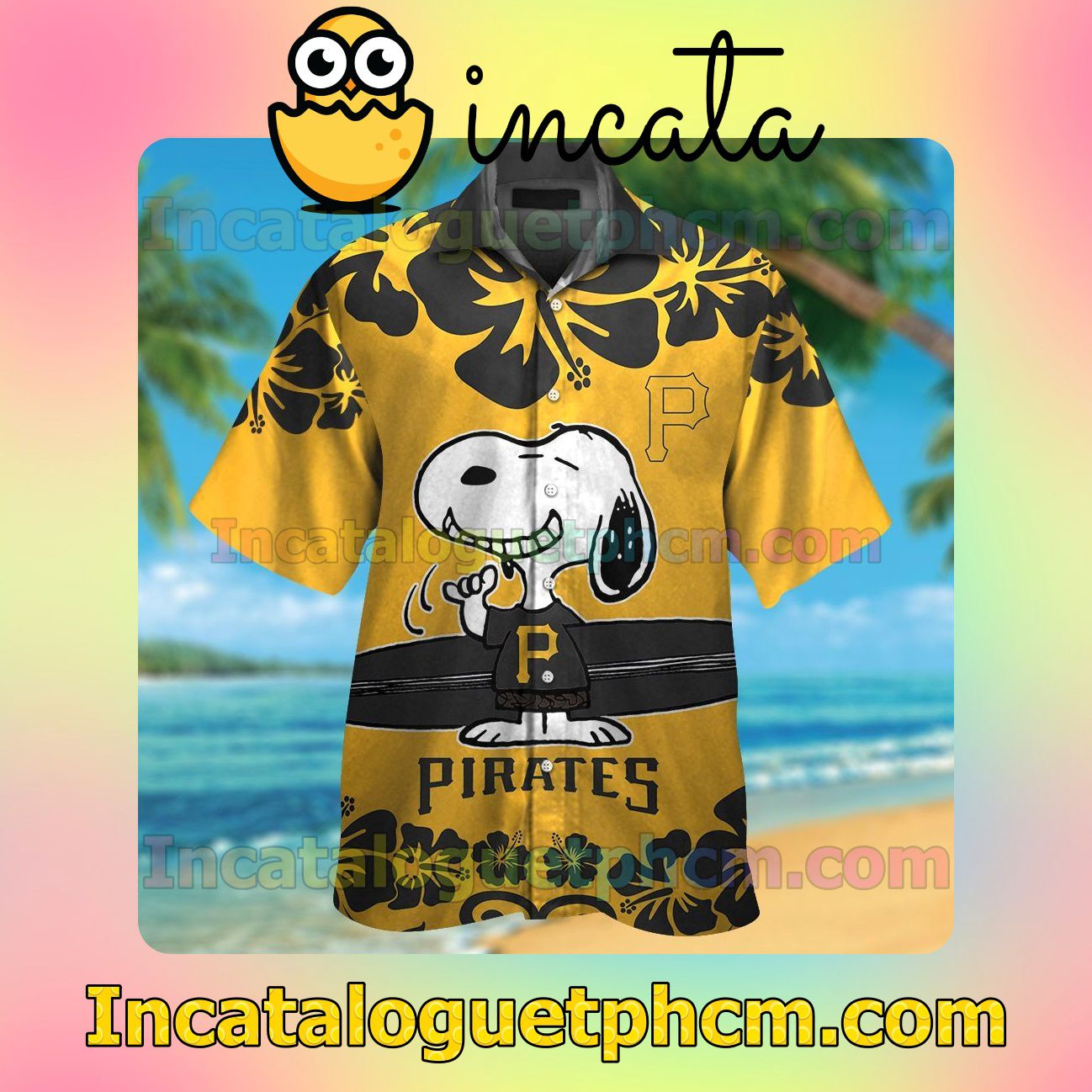 Pittsburgh Pirates Snoopy Beach Vacation Shirt, Swim Shorts