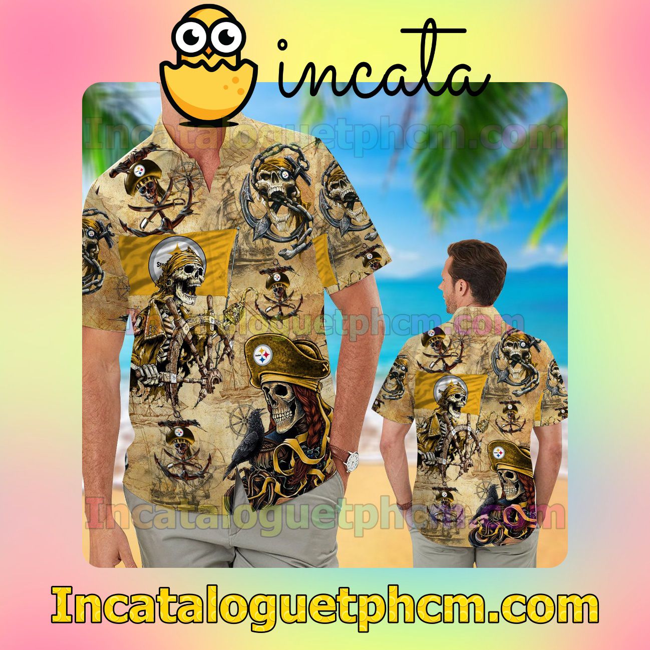 Pittsburgh Steelers Pirates Beach Vacation Shirt, Swim Shorts