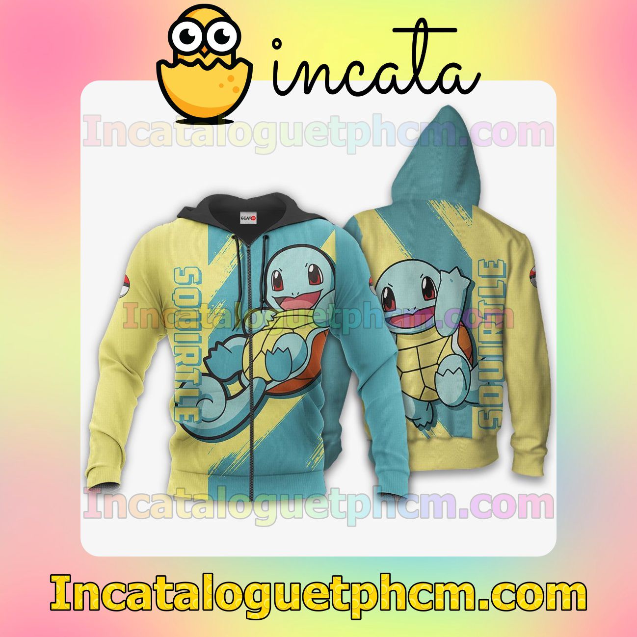 Pokemon Squirtle Anime Clothing Merch Zip Hoodie Jacket Shirts