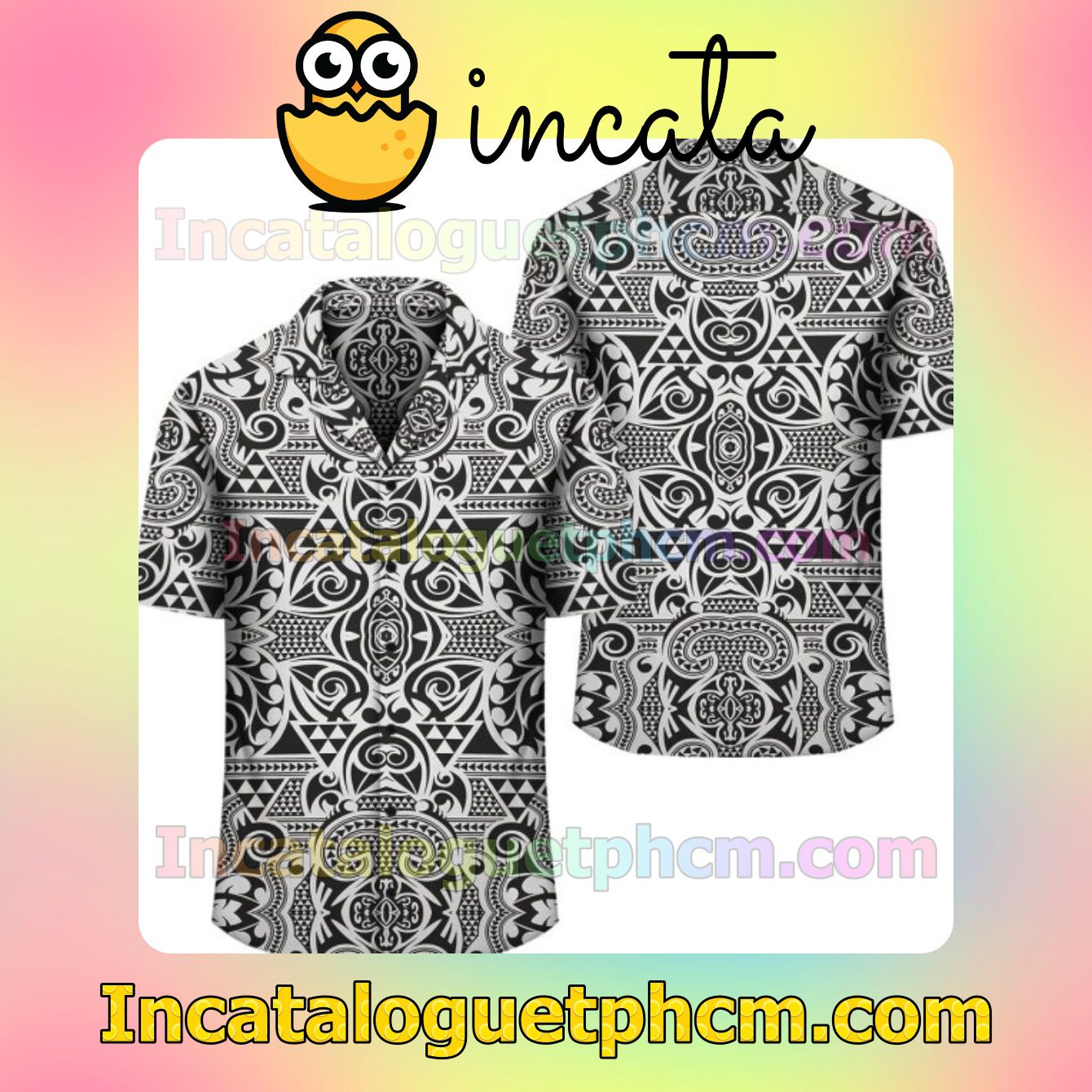 Polynesian Kakau Turtle Black And White Mens Short Sleeve Shirt