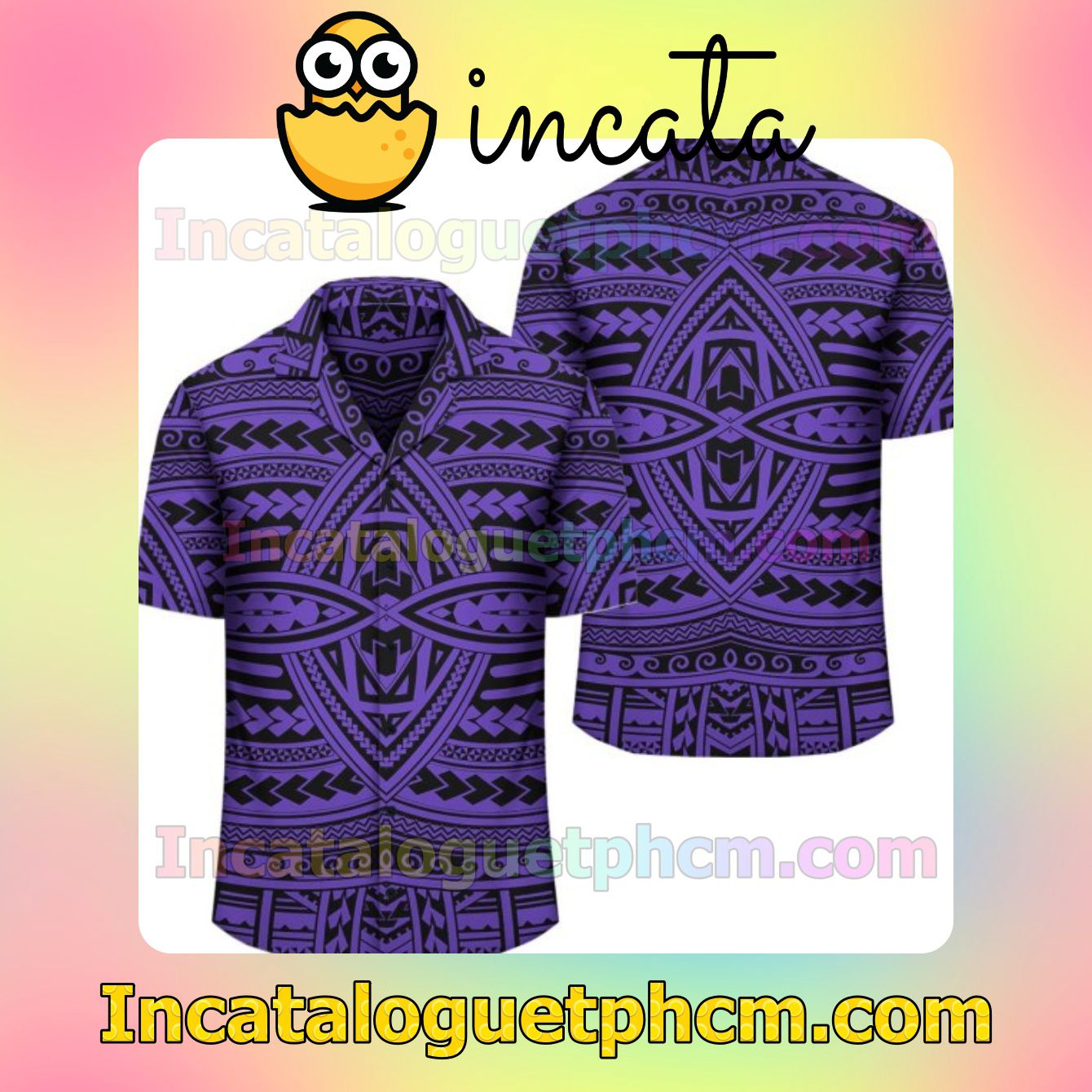 Polynesian Seamless Violet Mens Short Sleeve Shirt