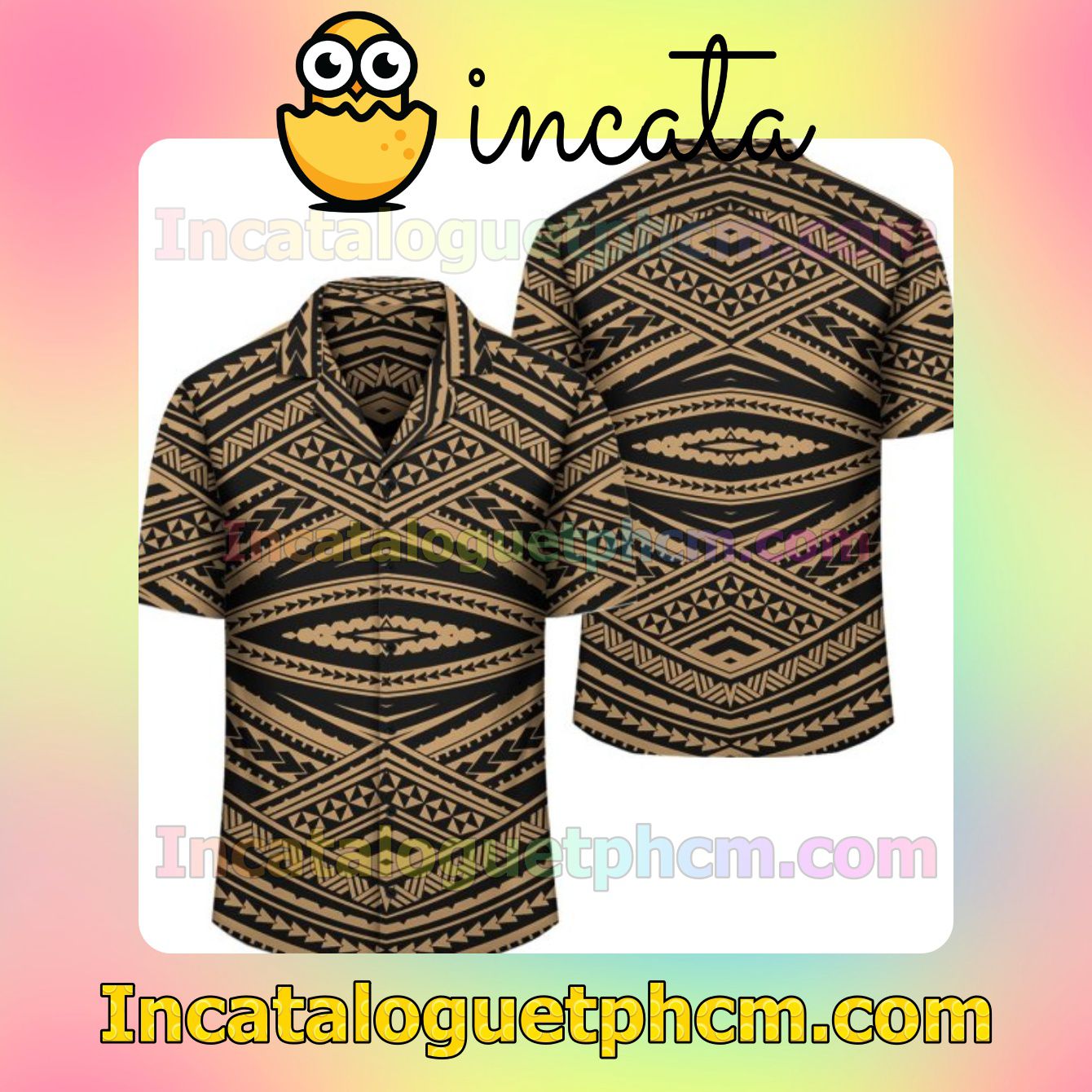 Polynesian Tatau Gold Brown Mens Short Sleeve Shirt