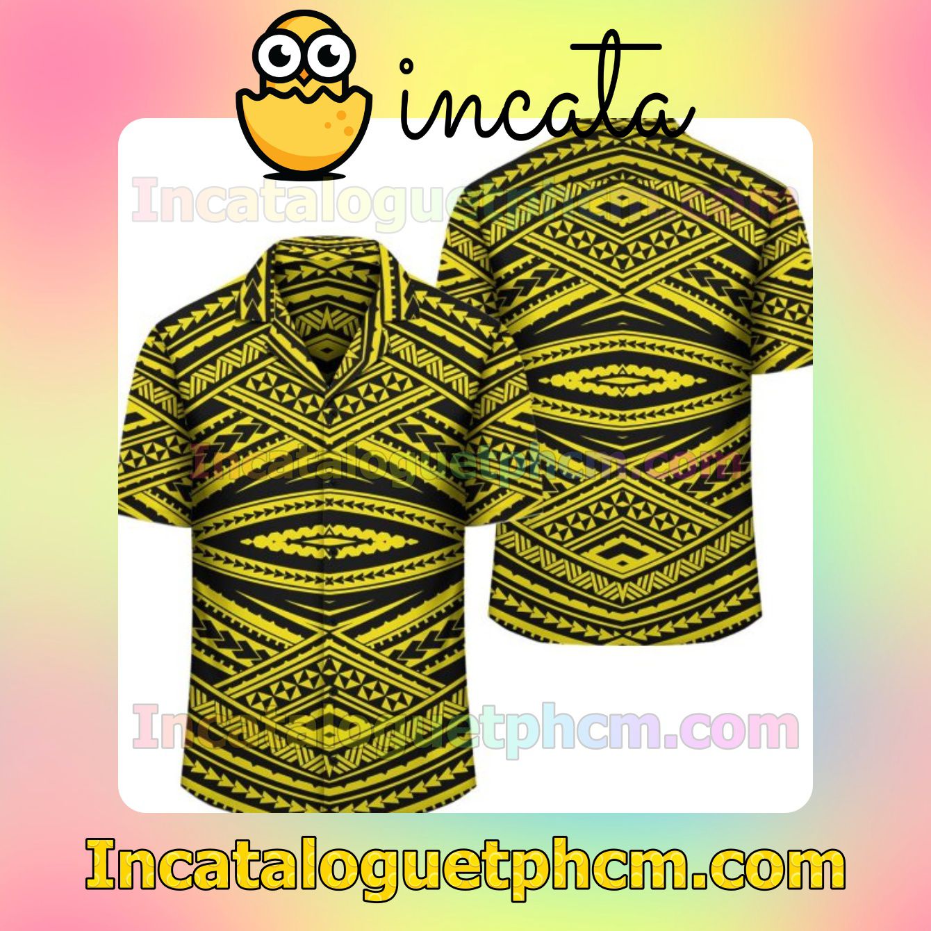 Polynesian Tatau Yellow Mens Short Sleeve Shirt