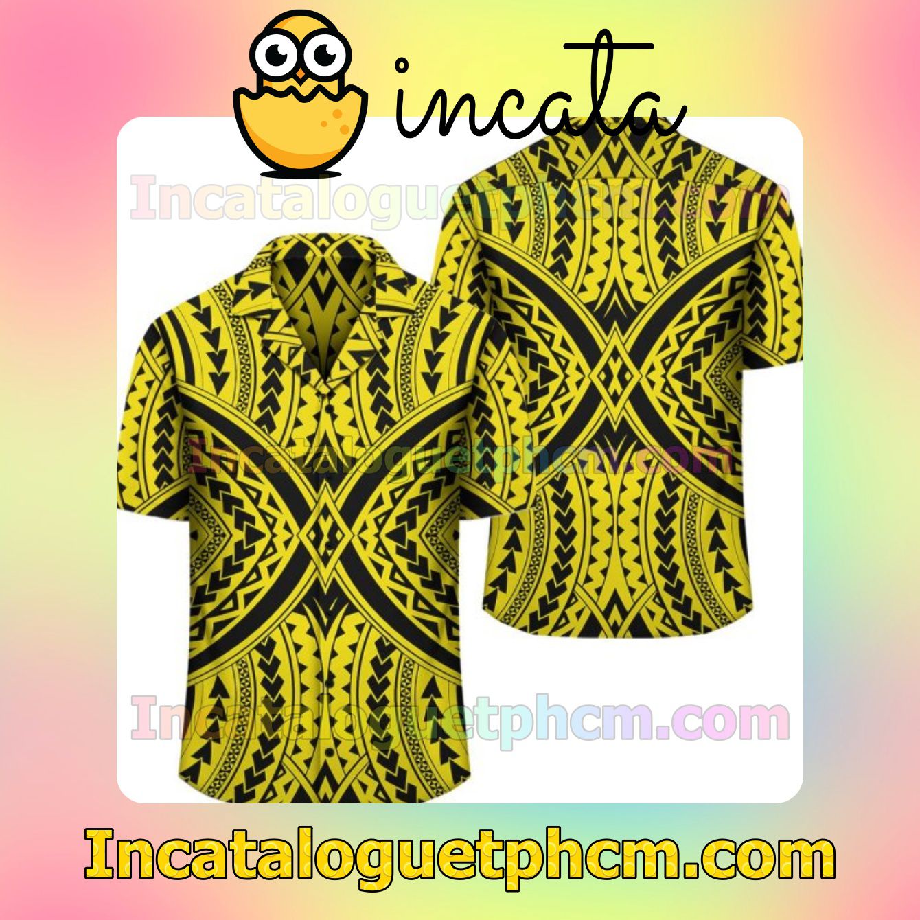 Polynesian Tradition Yellow Mens Short Sleeve Shirt