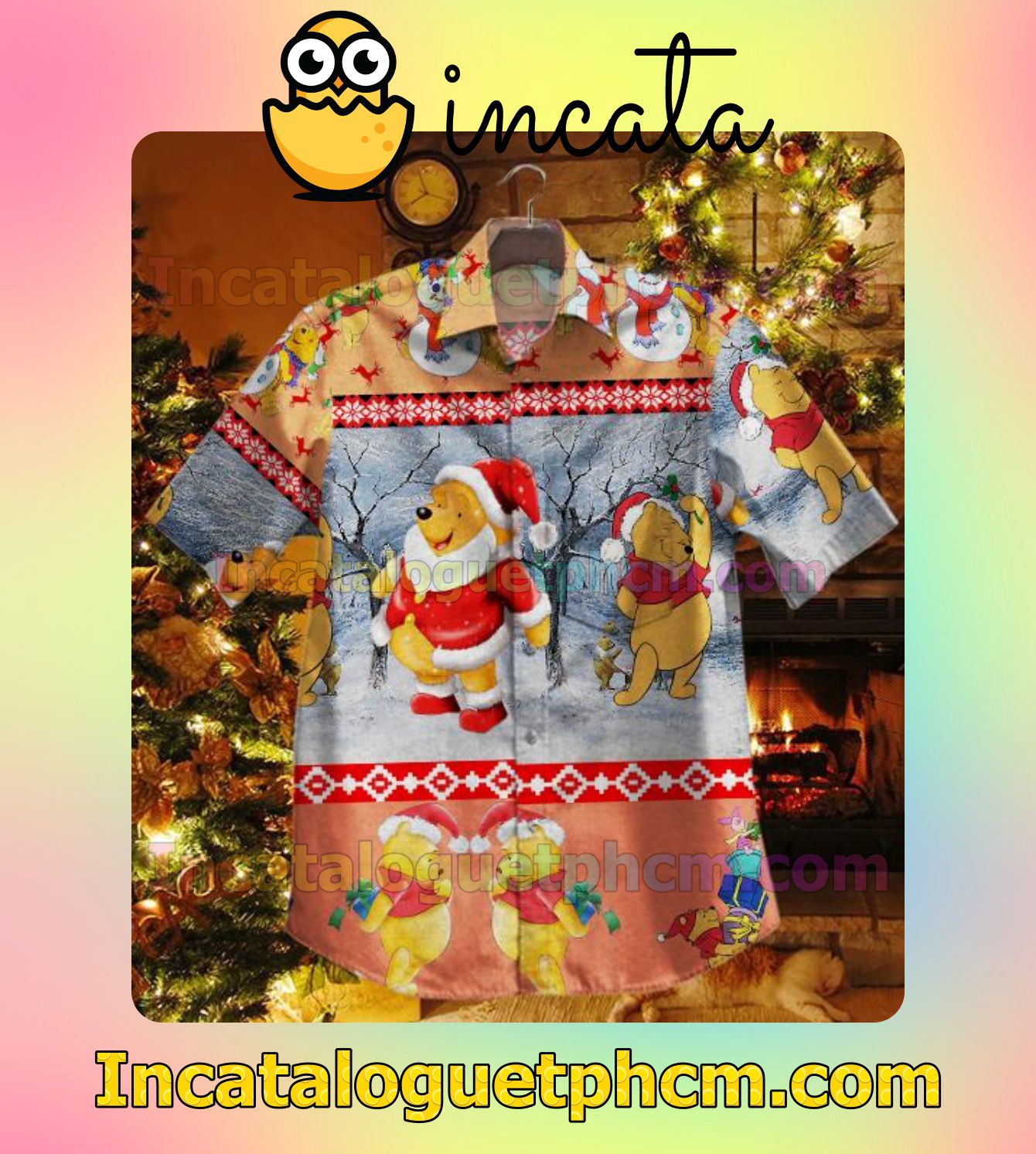 Pooh Christmas In The Winter Men Vacation Shirts