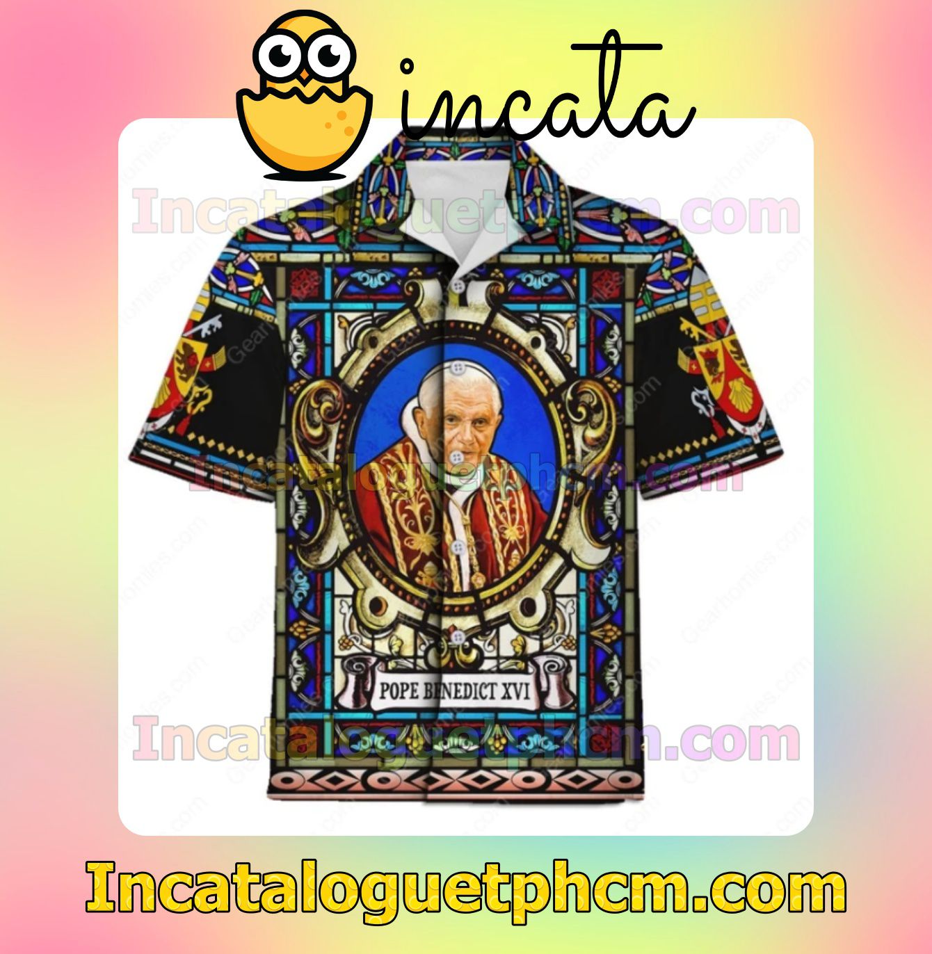 Pope Benedict Xvi Stained Glass Mens Short Sleeve Shirt