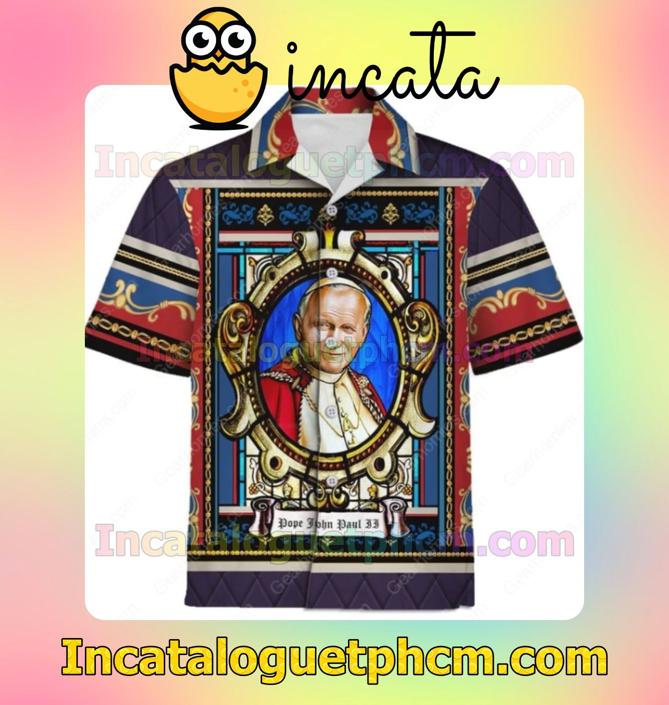 Pope John Paul Ii Stained Glass Mens Short Sleeve Shirt