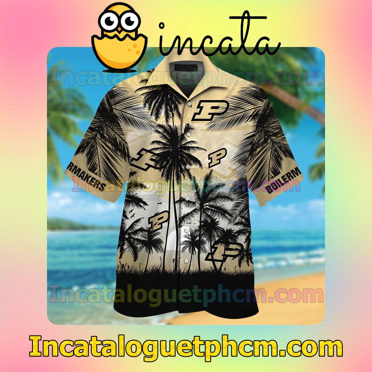 Purdue Boilermakers Tropical Beach Vacation Shirt, Swim Shorts