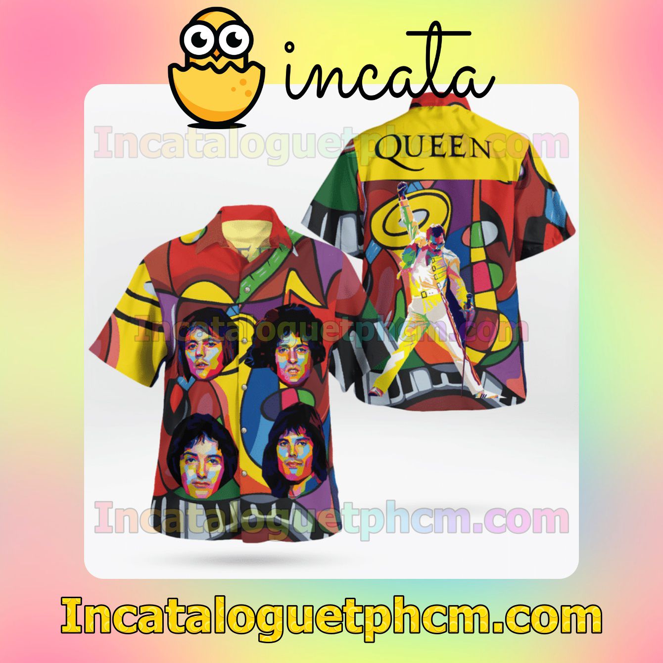 Queen Freddie Mercury Colorful Mens Short Sleeve Shirts