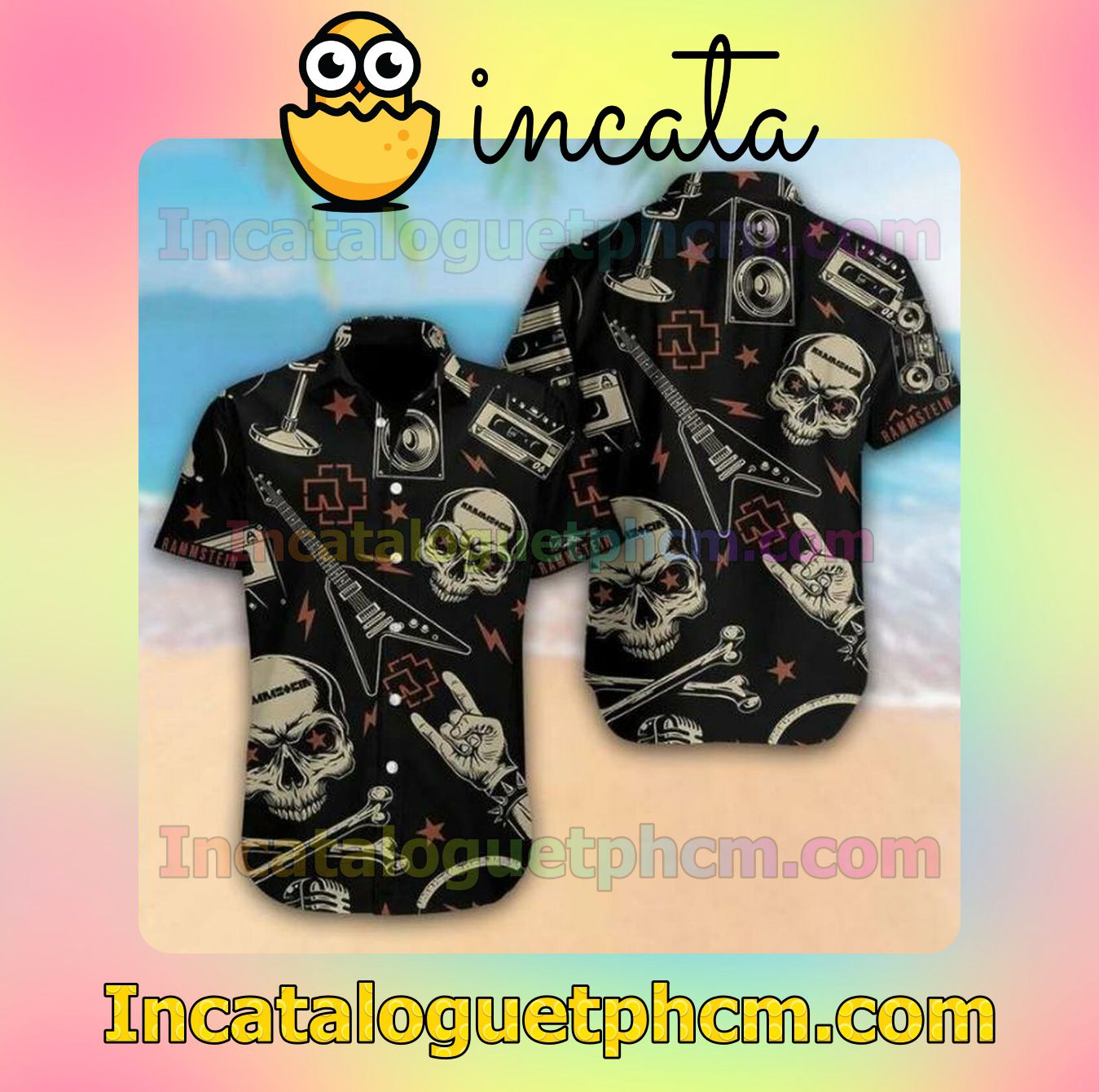 Rammstein Black Skull Rock Music Custom Short Sleeve Shirt