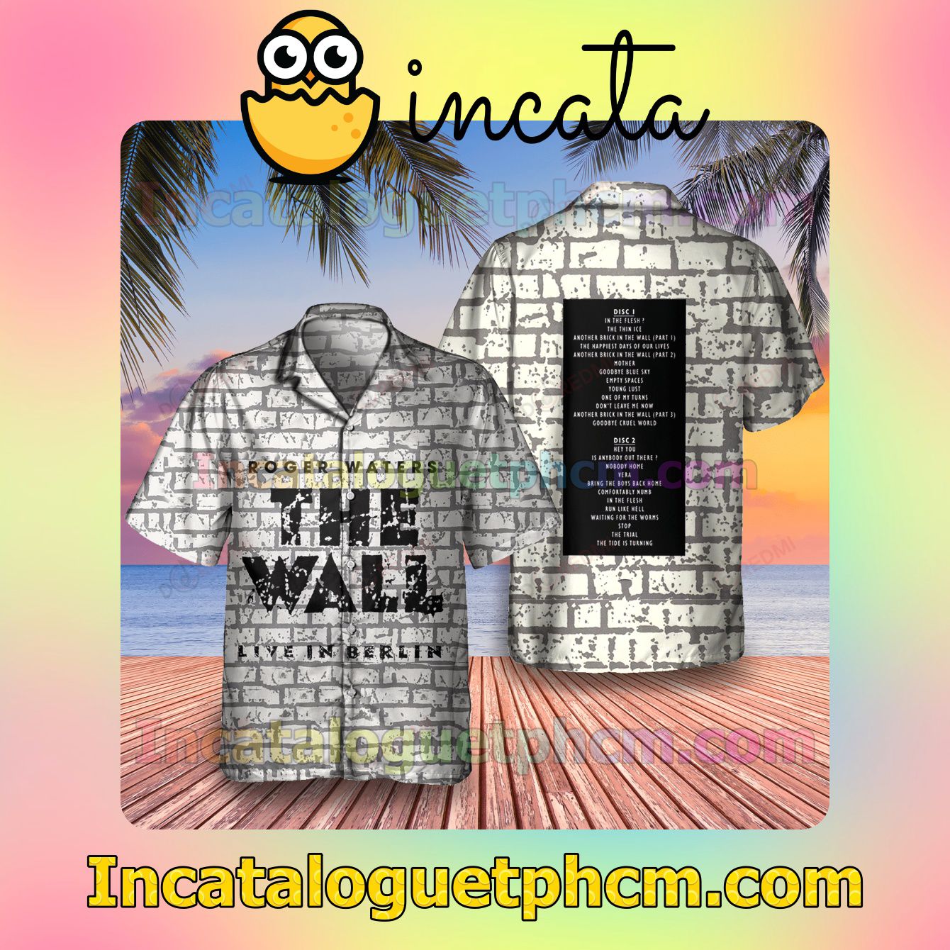 Roger Waters The Wall Live In Berlin Album Cover Men Vacation Shirts