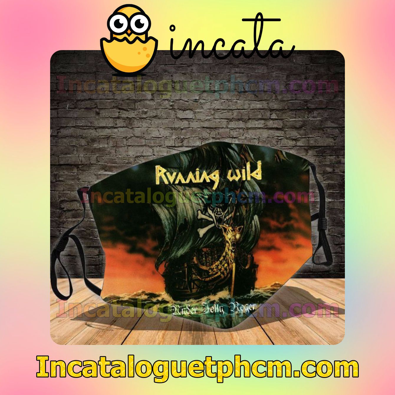 Running Wild Under Jolly Roger Album Cover Cotton Masks