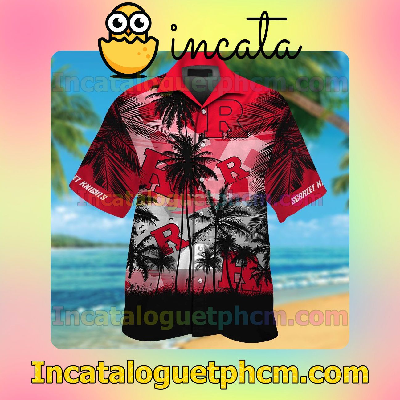 Rutgers Scarlet Knights Beach Vacation Shirt, Swim Shorts