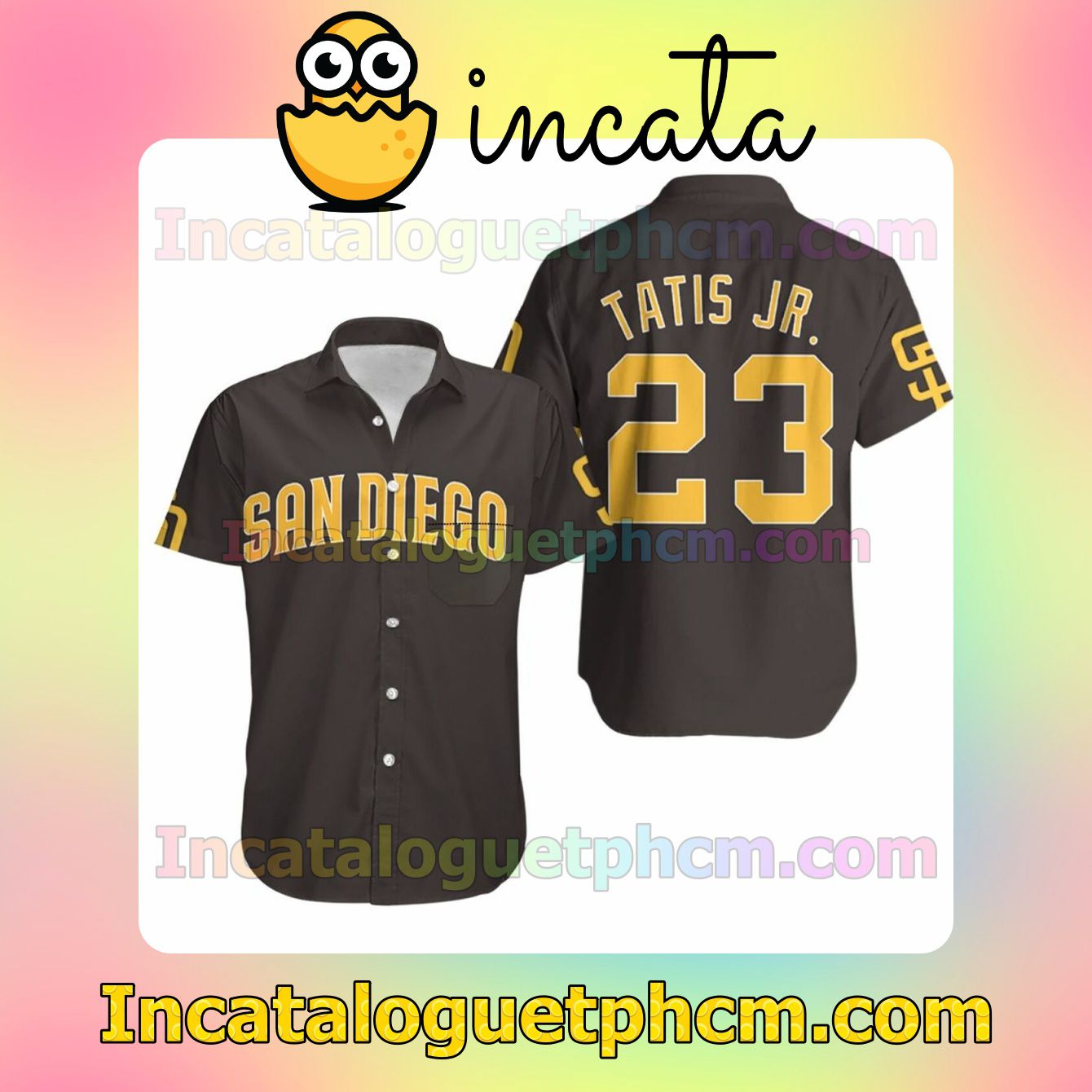 San Diego Padres Fernando Tatis Jr 23 Mlb 2020 Brown Custom Short Sleeve Shirt