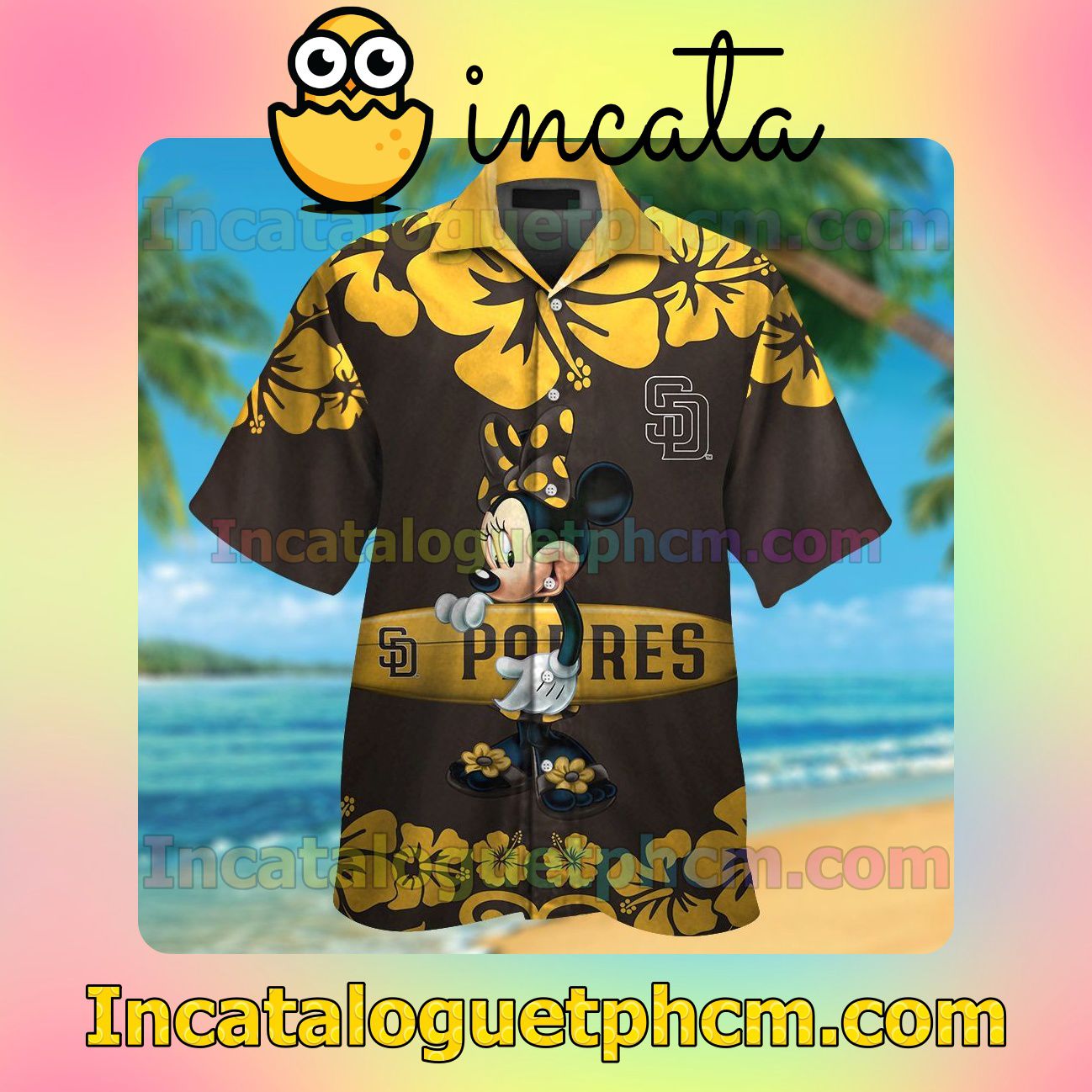 San Diego Padres Minnie Mouse Beach Vacation Shirt, Swim Shorts