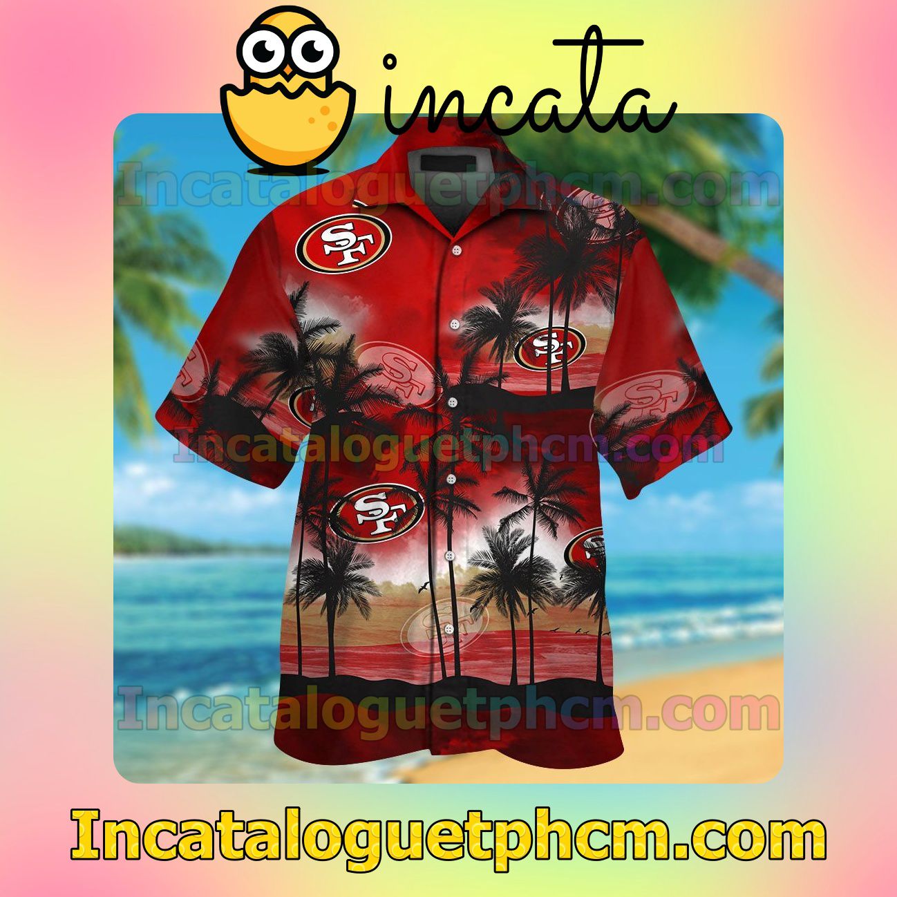 San Francisco 49ers Beach Vacation Shirt, Swim Shorts