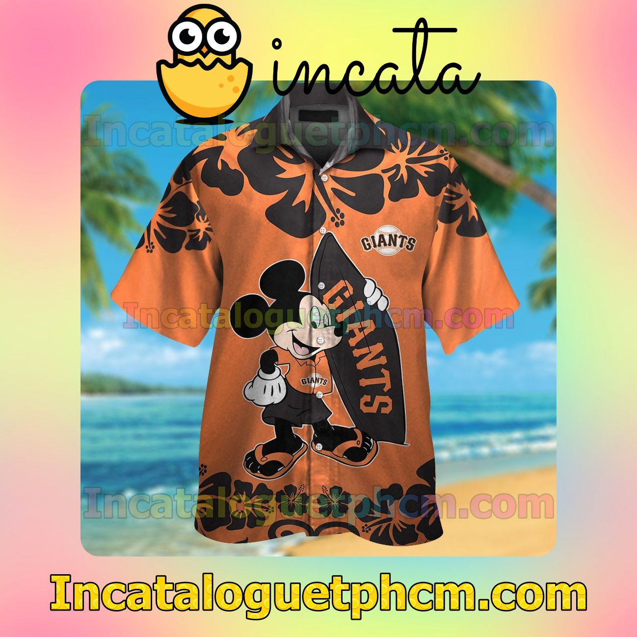 San Francisco Giants Mickey Mouse Beach Vacation Shirt, Swim Shorts