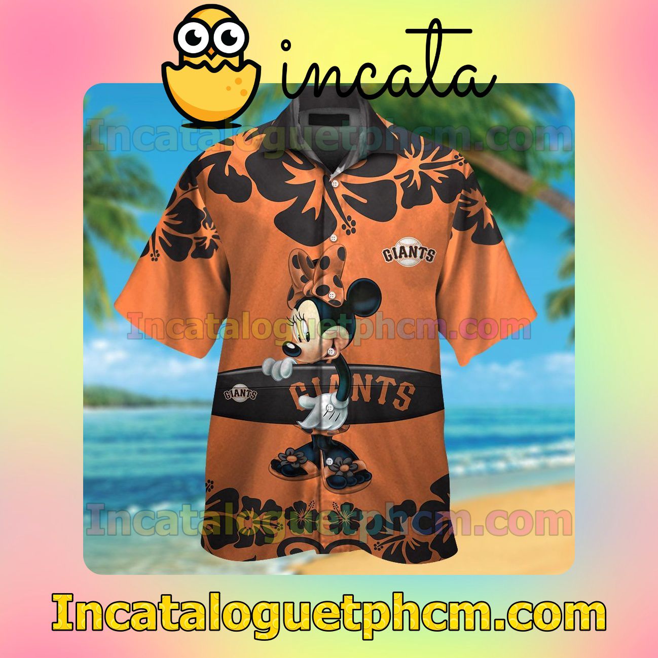 San Francisco Giants Minnie Mouse Beach Vacation Shirt, Swim Shorts