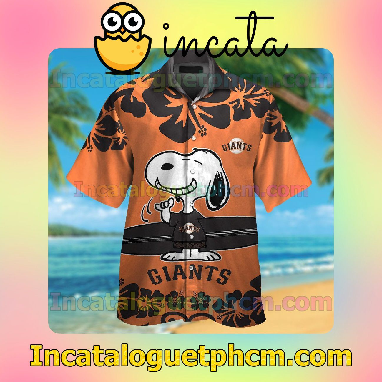 San Francisco Giants Snoopy Beach Vacation Shirt, Swim Shorts