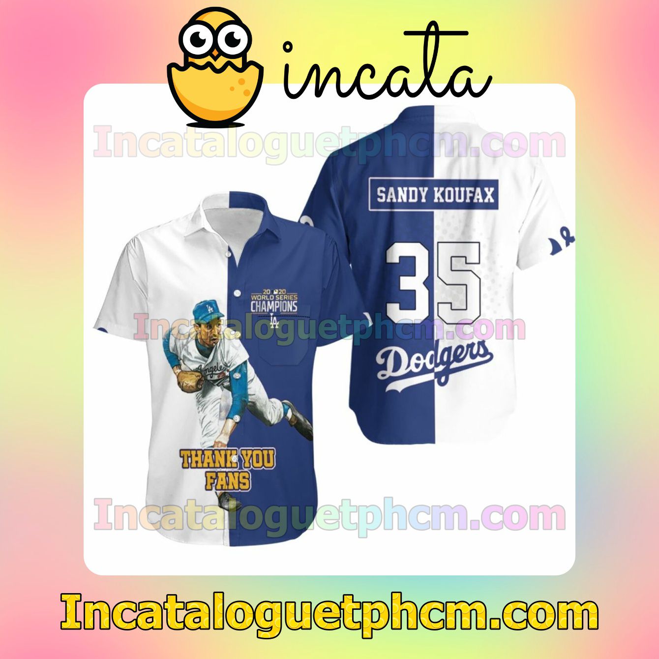 Sandy Koufax 35 La Dodgers 2020 World Series Champions Thank You Fans Custom Short Sleeve Shirt
