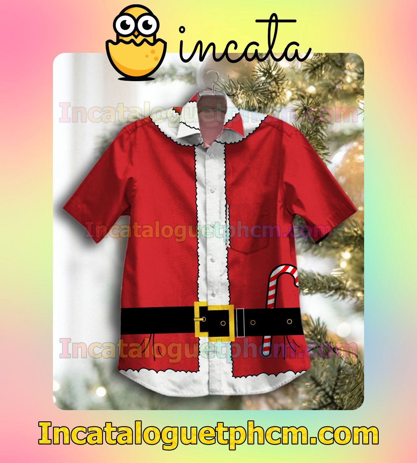 Santa Claus Suit Christmas Men's Casual Shirts