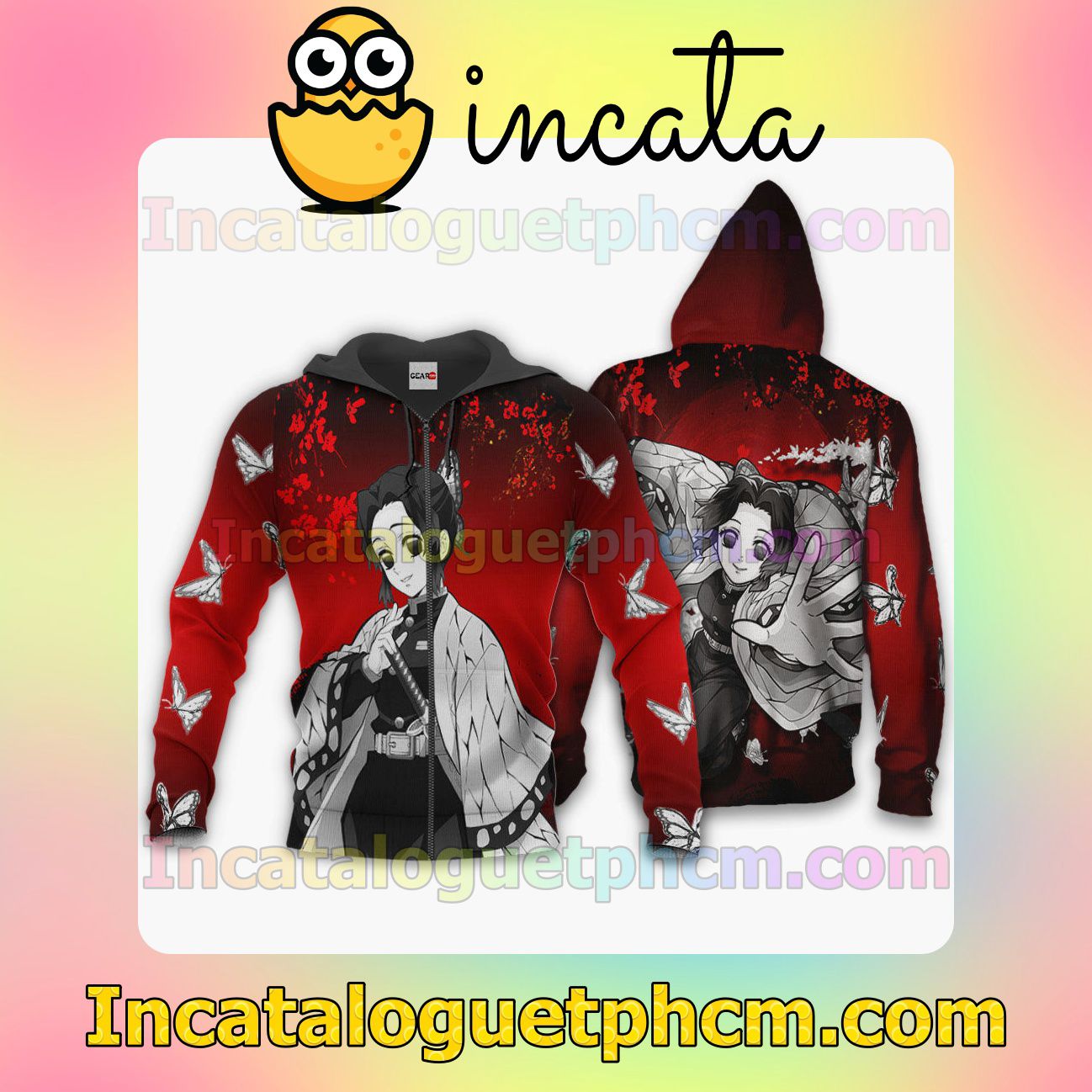 Shinobu Kocho Demon Slayer Anime Japan Art Clothing Merch Zip Hoodie Jacket Shirts