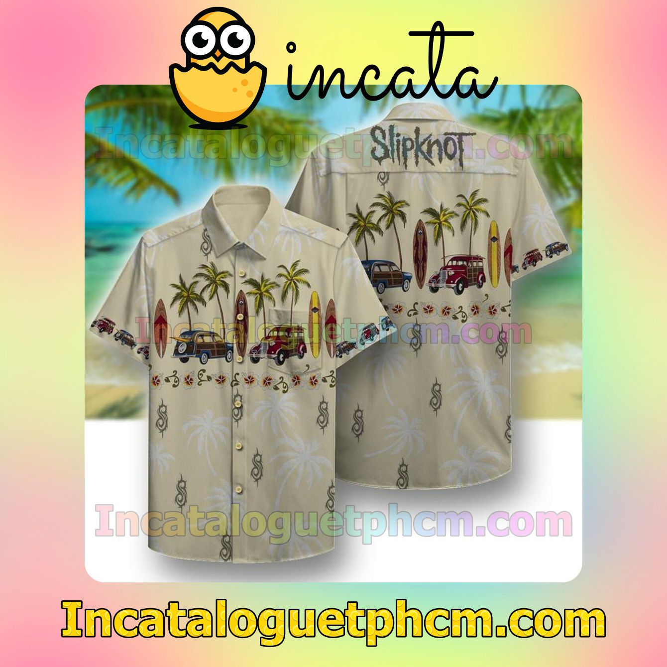 Slipknot Beach Pattern Short Sleeve Shirt