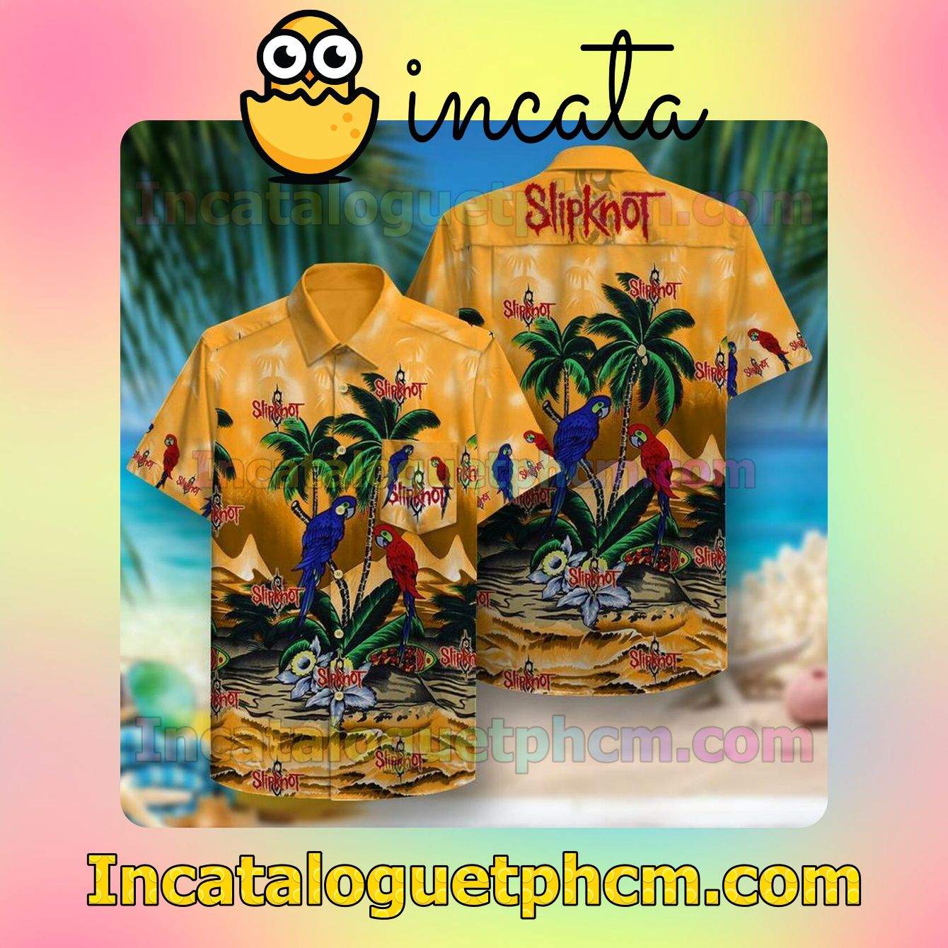 Slipknot Parrot Flowers Short Sleeve Shirt