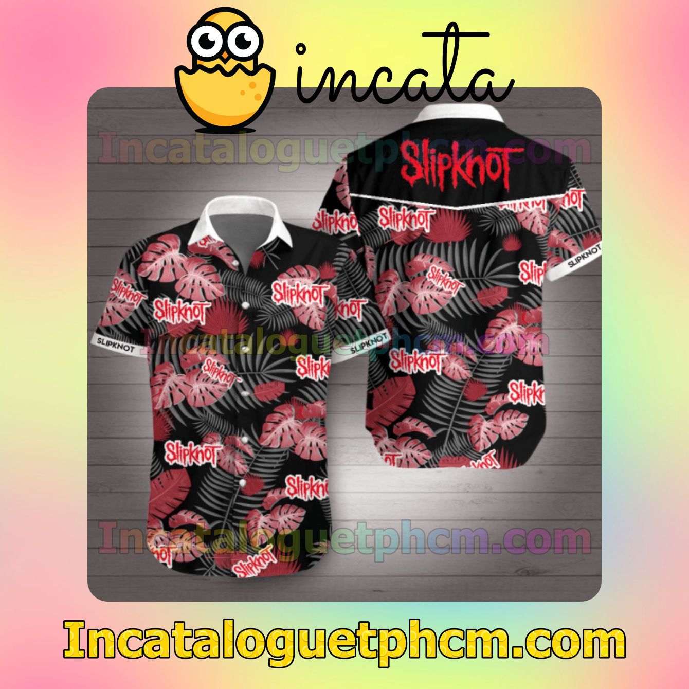 Slipknot Pink Tropical Leaf Black Mens Short Sleeve Shirt