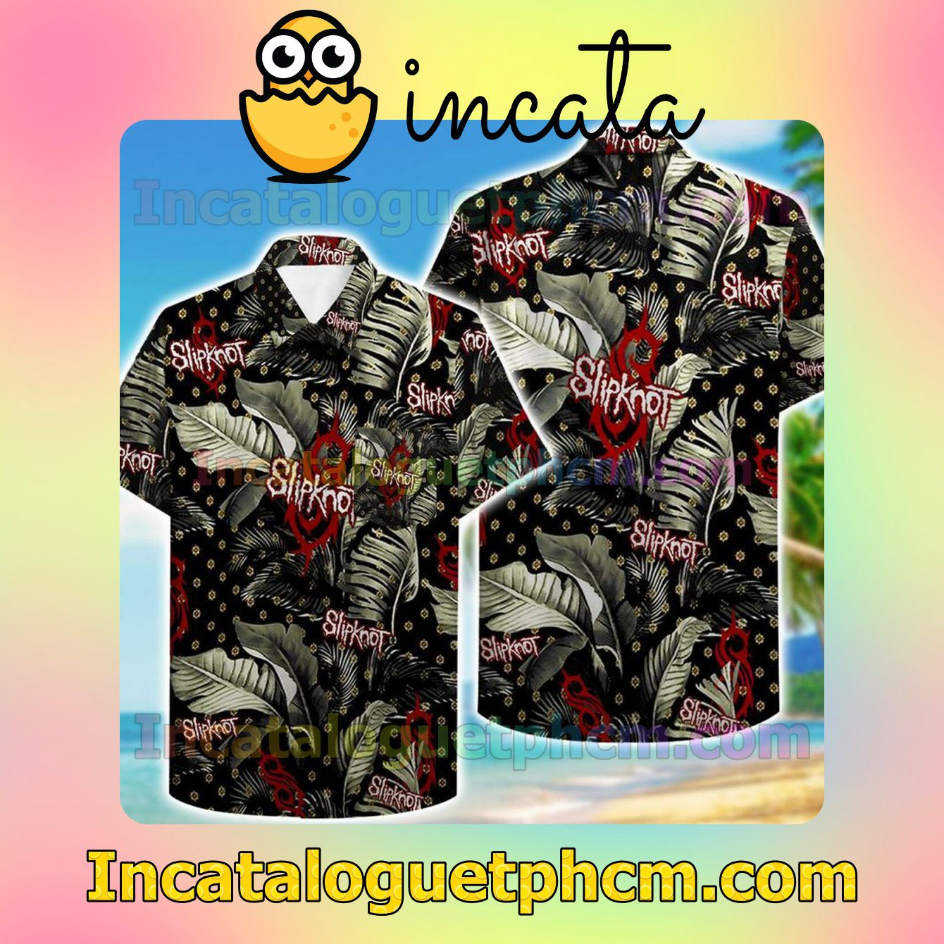 Slipknot Tropical Leaves Black Short Sleeve Shirt