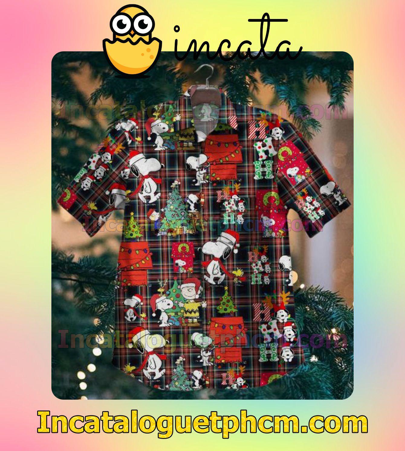 Snoopy And Charlie Brown Christmas Plaid Men's Casual Shirts