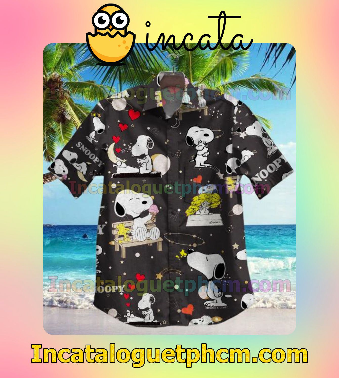 Snoopy And Woodstock In The Night Black Men's Casual Shirts