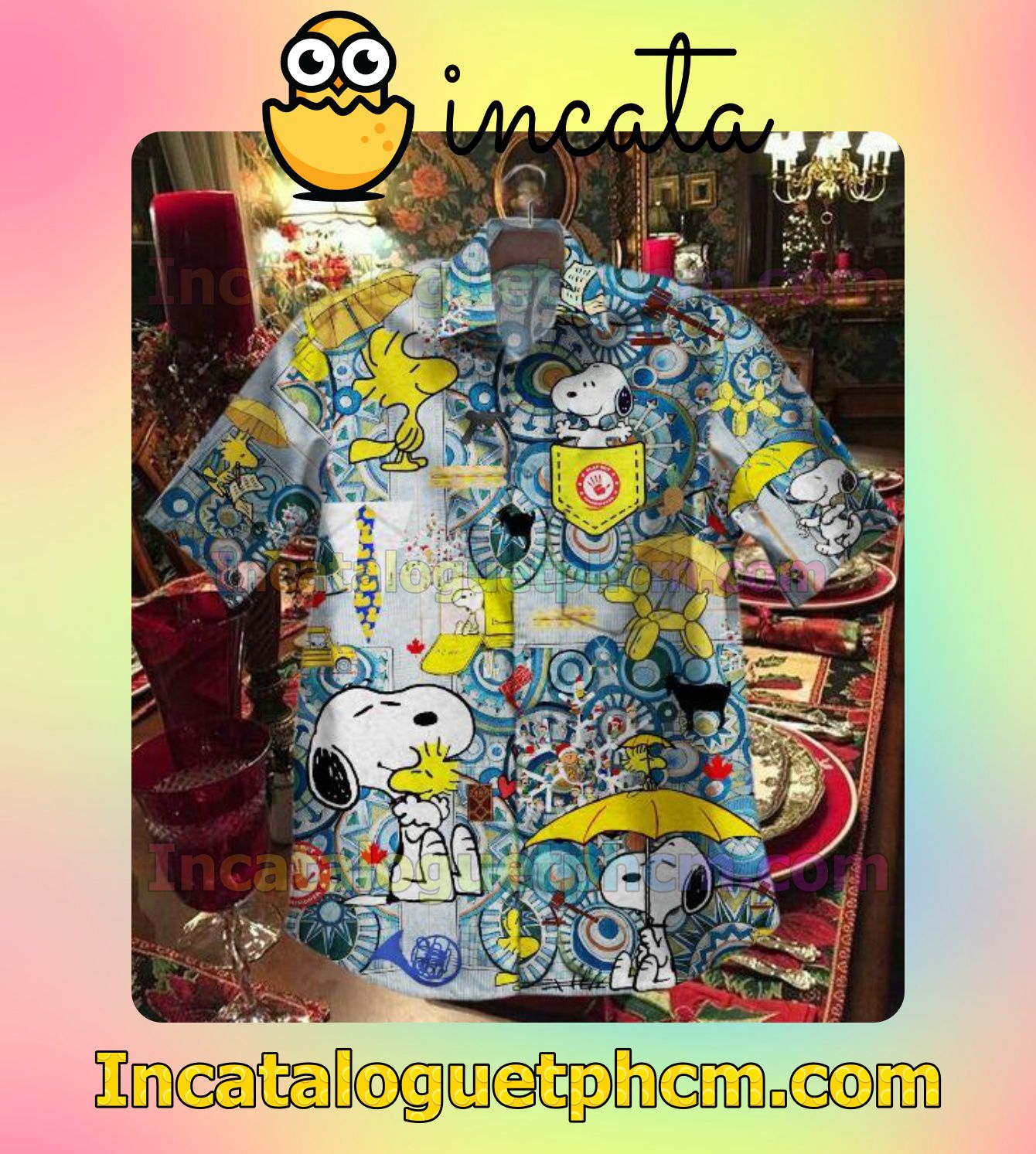 Snoopy And Woodstock Men Vacation Shirts