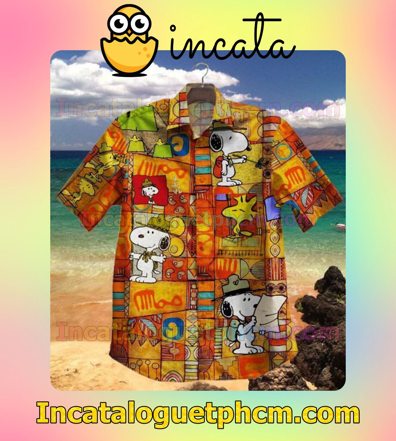 Snoopy And Woodstock Multicolor Men's Casual Shirts