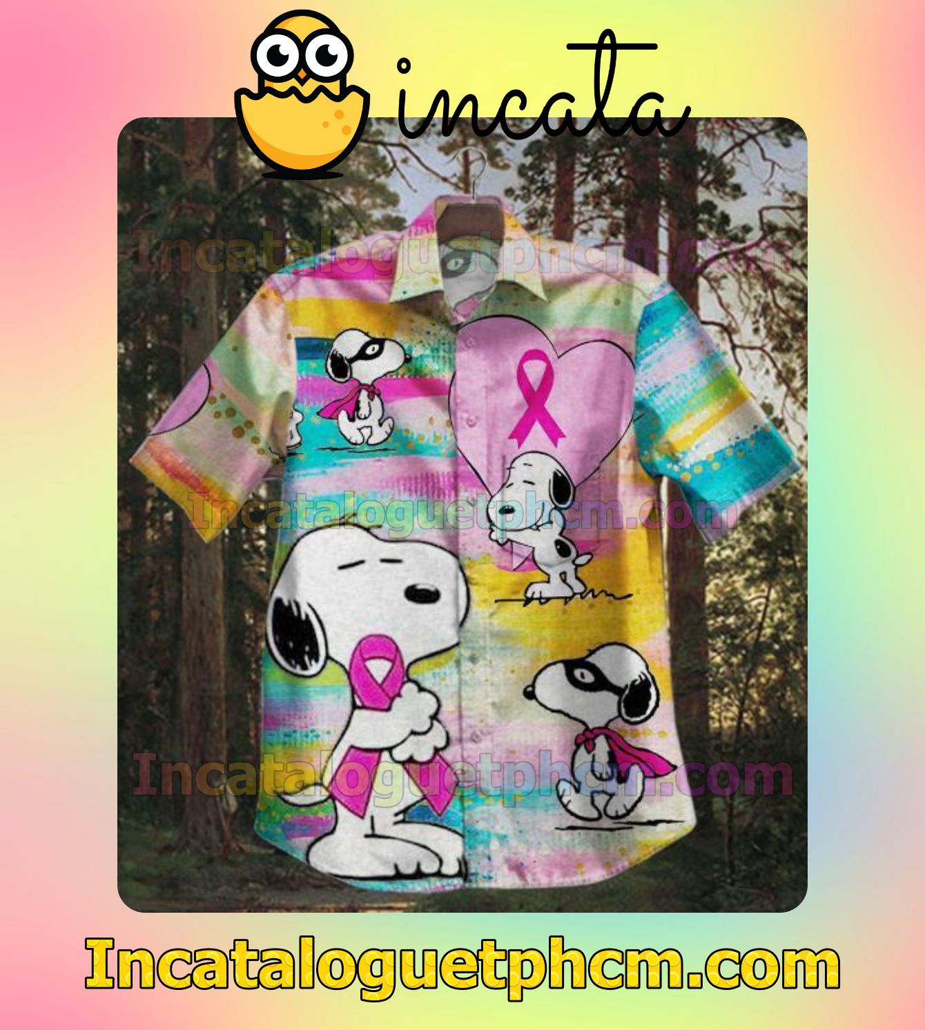 Snoopy Breast Cancer Awareness Campaign Men's Casual Shirts