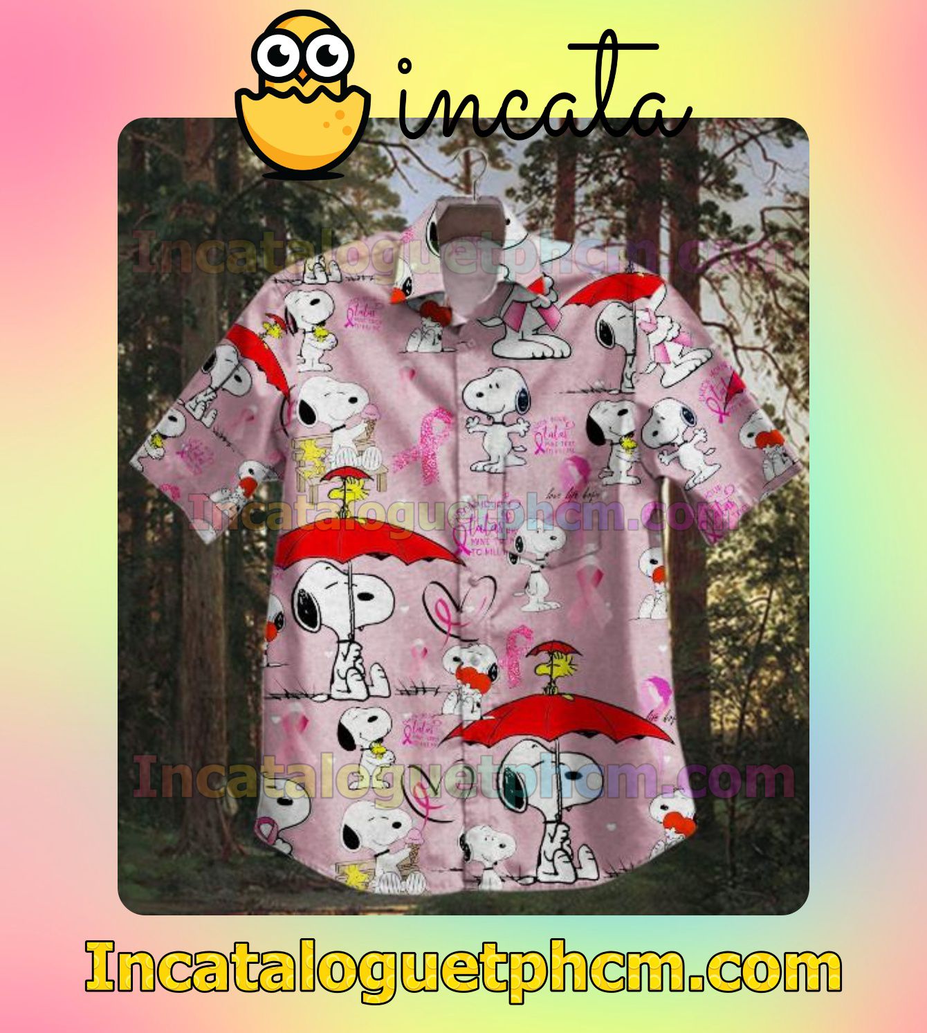 Snoopy Breast Cancer Awareness Men's Casual Shirts