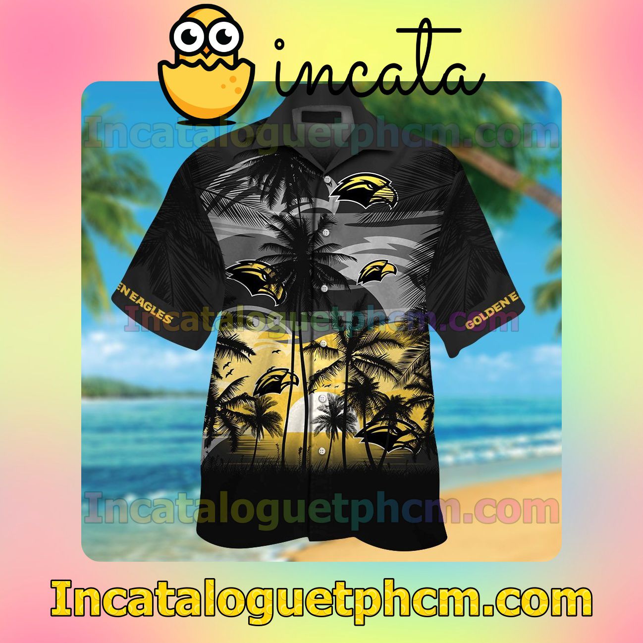 Southern Miss Golden Eagles Beach Vacation Shirt, Swim Shorts