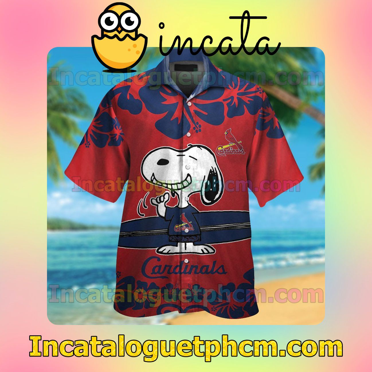 St Louis Cardinals Snoopy Beach Vacation Shirt, Swim Shorts