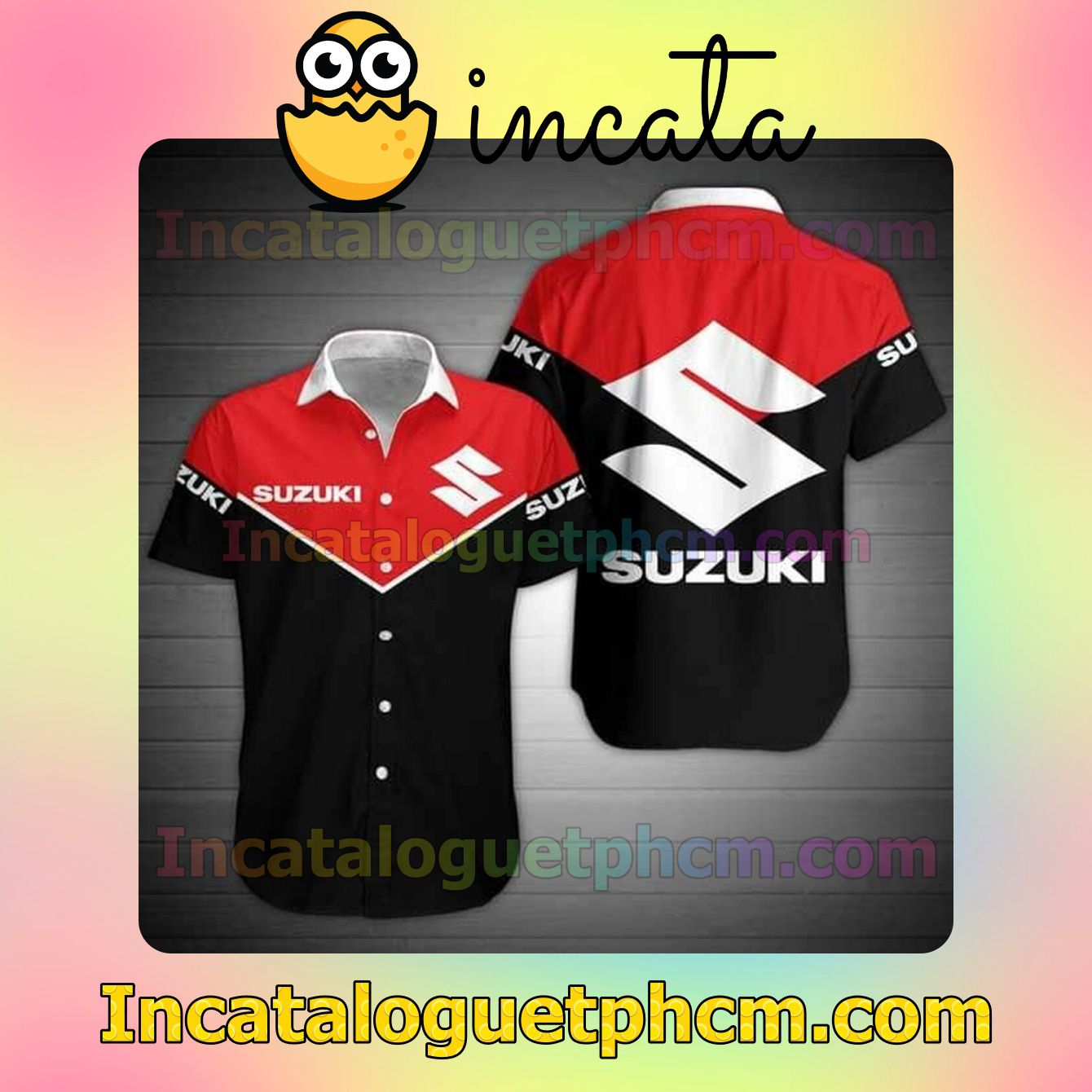 Suzuki Logo Black And Red Custom Short Sleeve Shirt