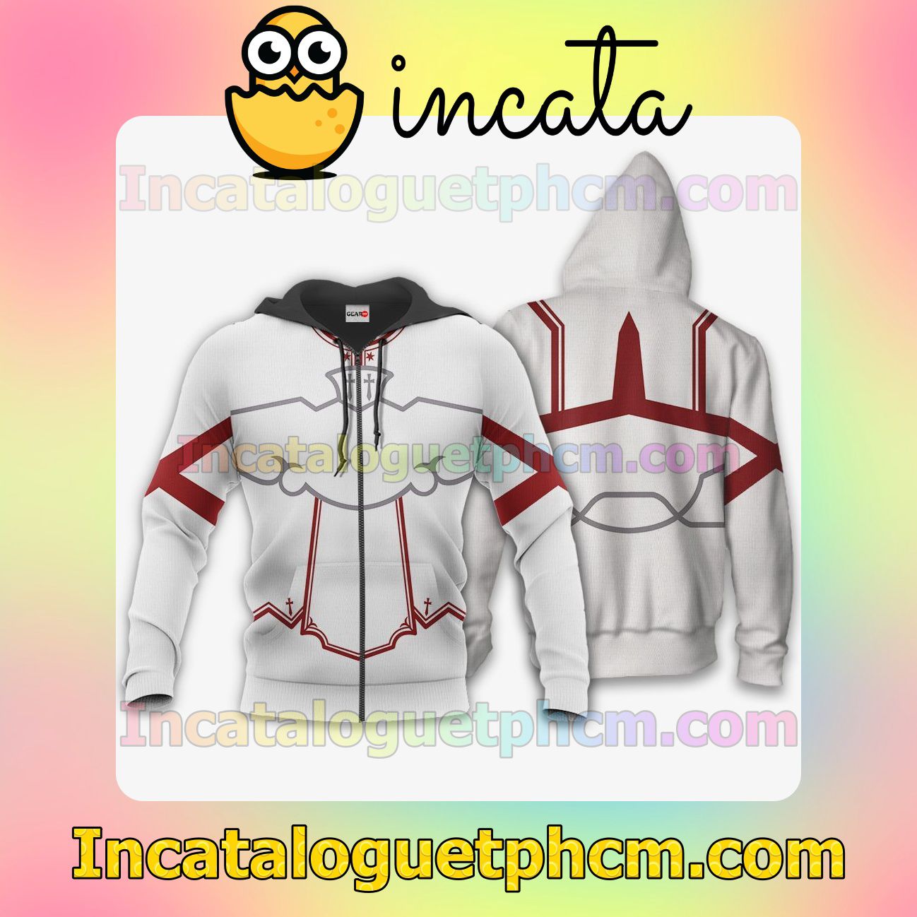 Sword Art Online Asuna Yuuki Uniform Anime Clothing Merch Zip Hoodie Jacket Shirts