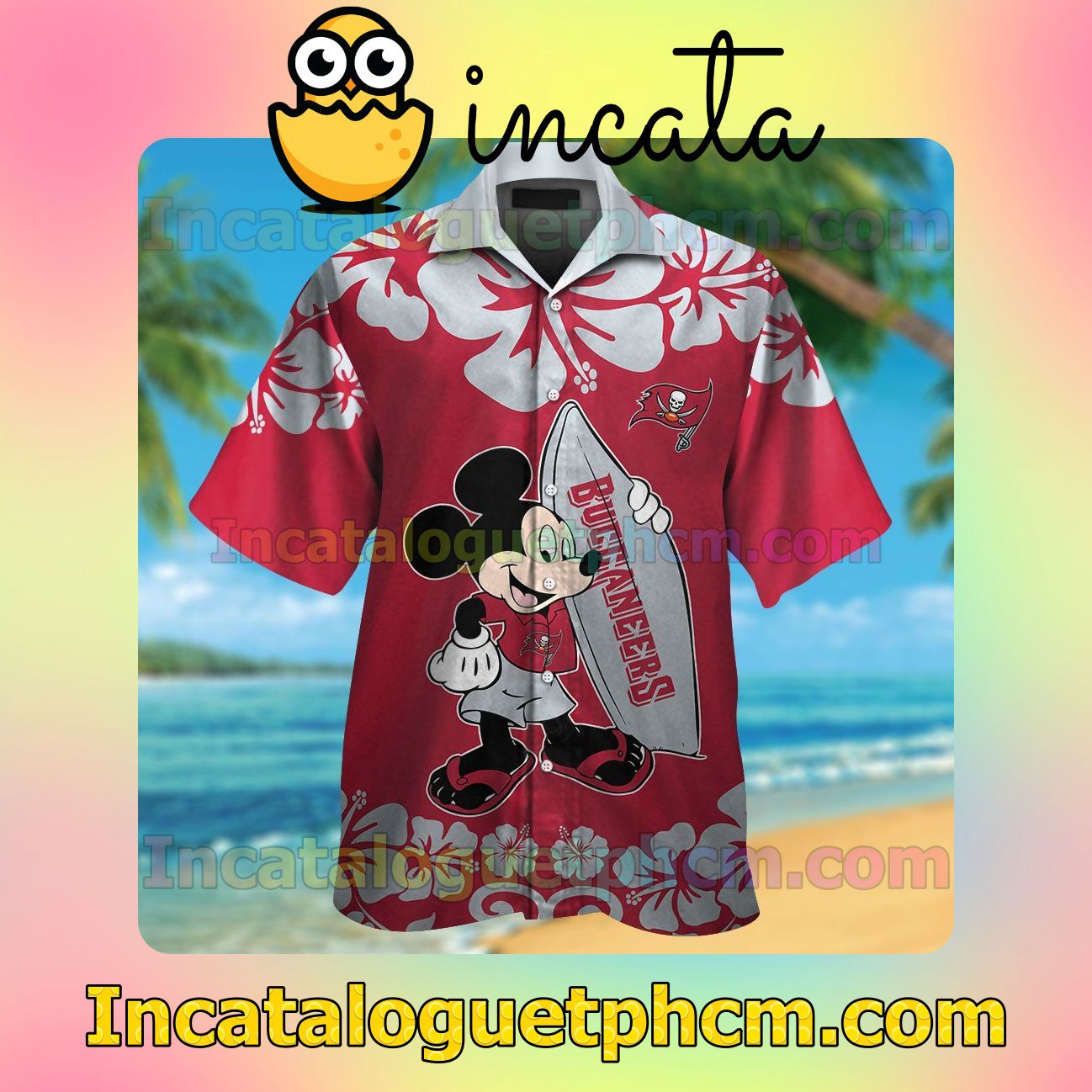 Tampa Bay Buccaneers & Mickey Mouse Beach Vacation Shirt, Swim Shorts