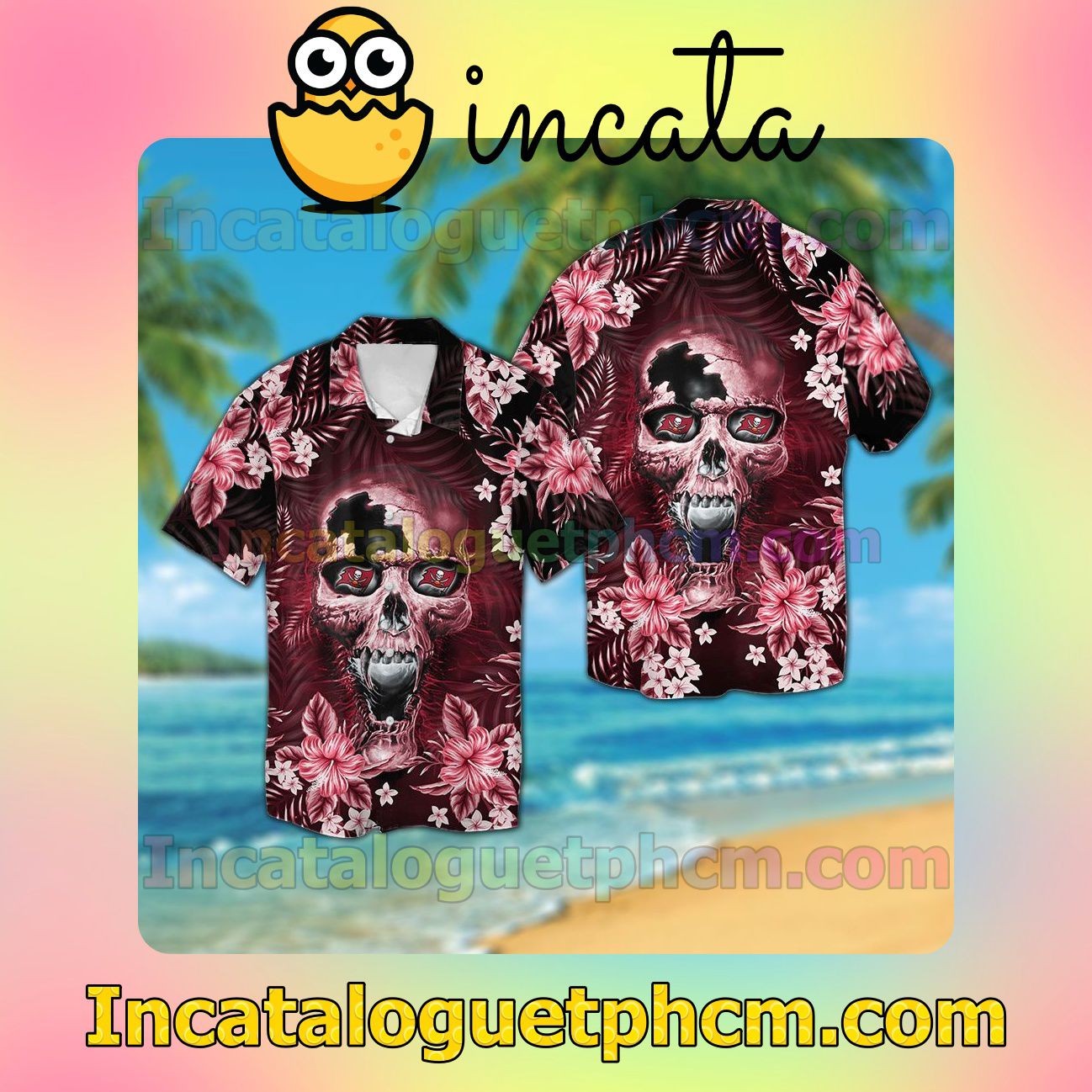 Tampa Bay Buccaneers Skull Beach Vacation Shirt, Swim Shorts