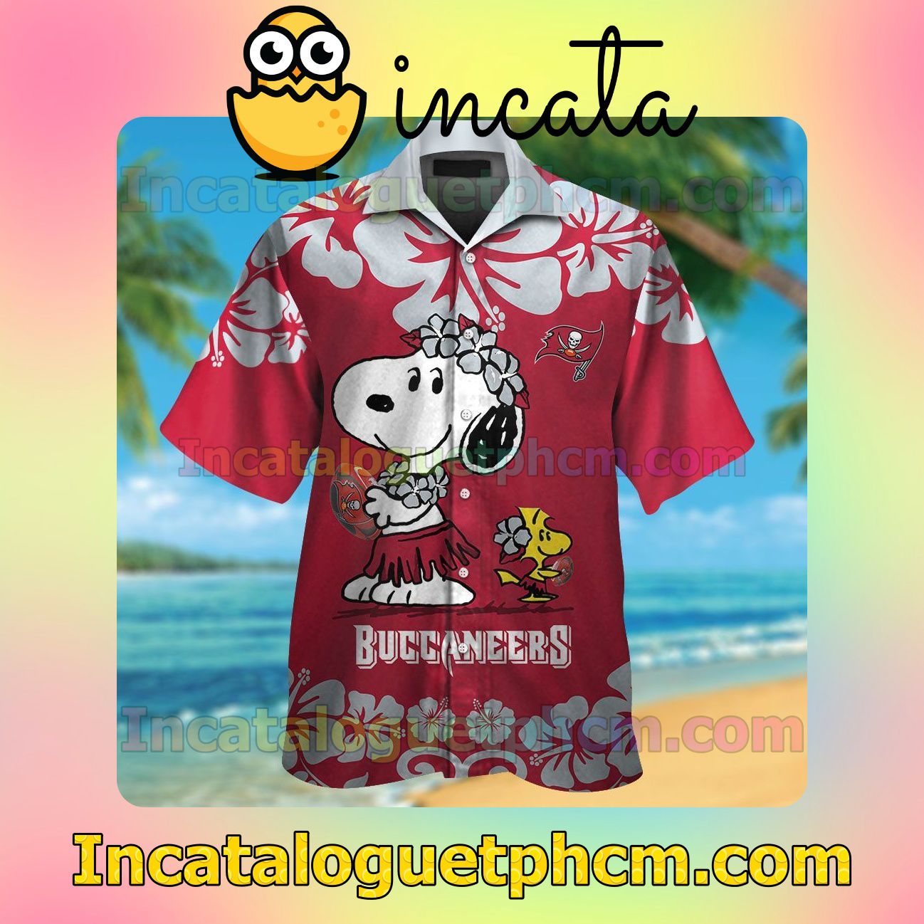 Tampa Bay Buccaneers & Snoopy Beach Vacation Shirt, Swim Shorts
