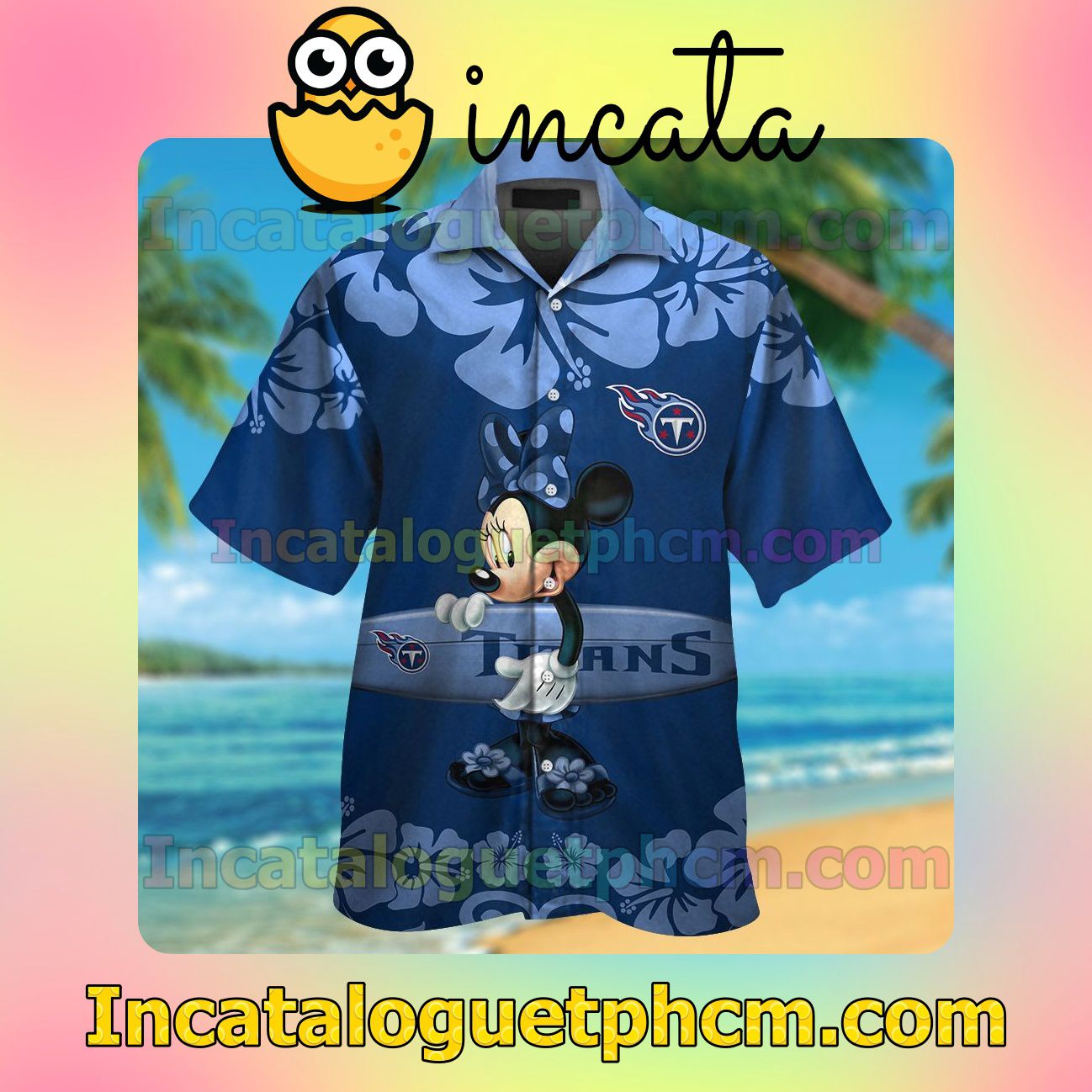 Tennessee Titans & Minnie Mouse Beach Vacation Shirt, Swim Shorts