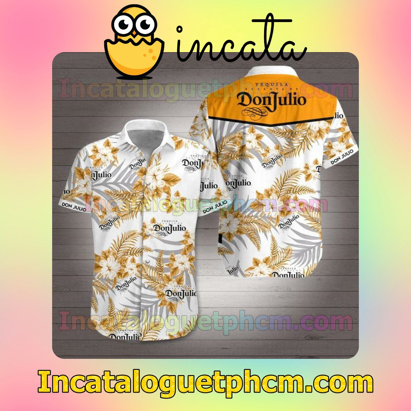 Tequila Don Julio Tropical Pattern White Custom Short Sleeve Shirt