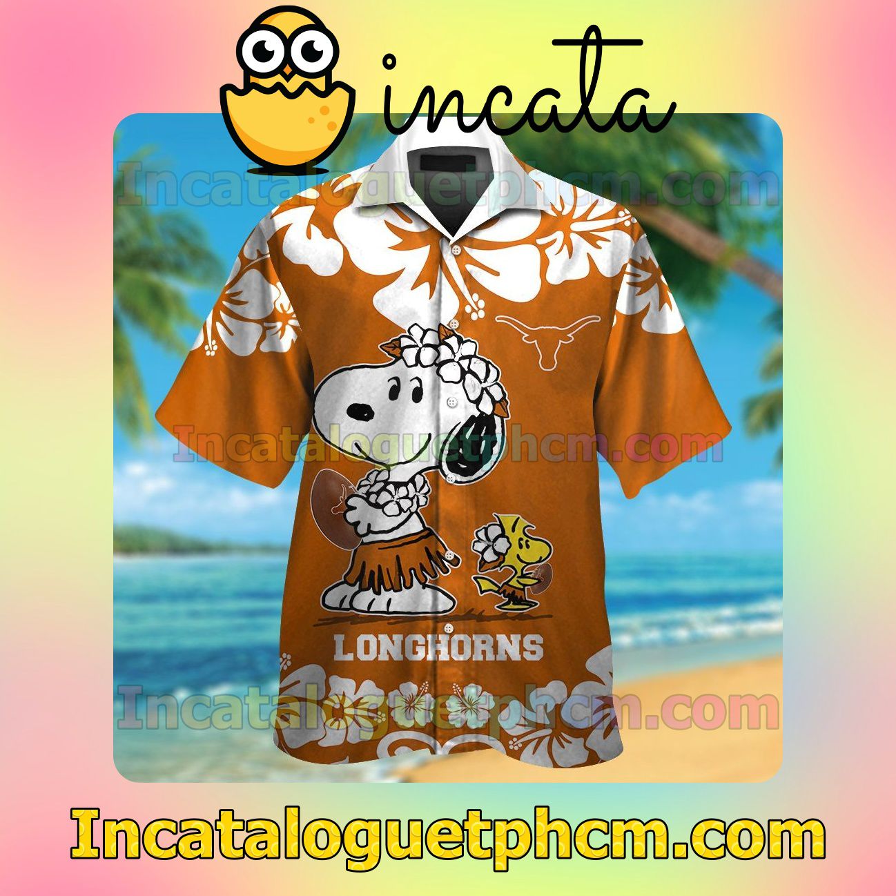 Texas Longhorns & Snoopy Beach Vacation Shirt, Swim Shorts