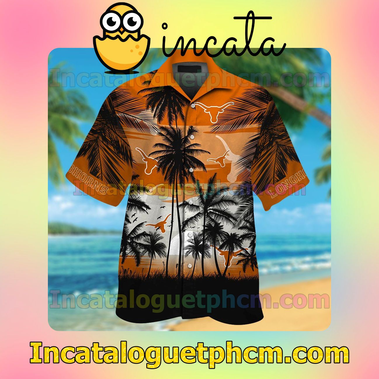 Texas Longhorns Tropical Beach Vacation Shirt, Swim Shorts